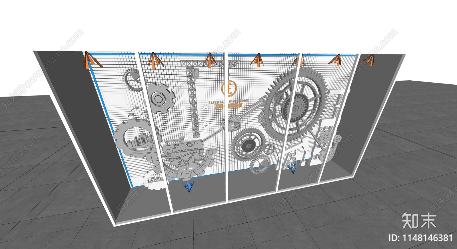工业风齿轮橱窗SU模型下载【ID:1148146381】
