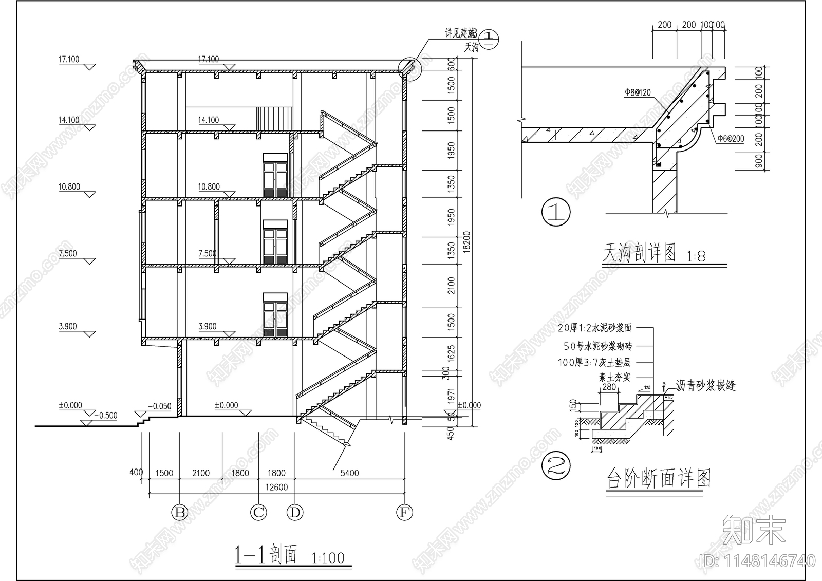 私人商住自建房建筑cad施工图下载【ID:1148146740】