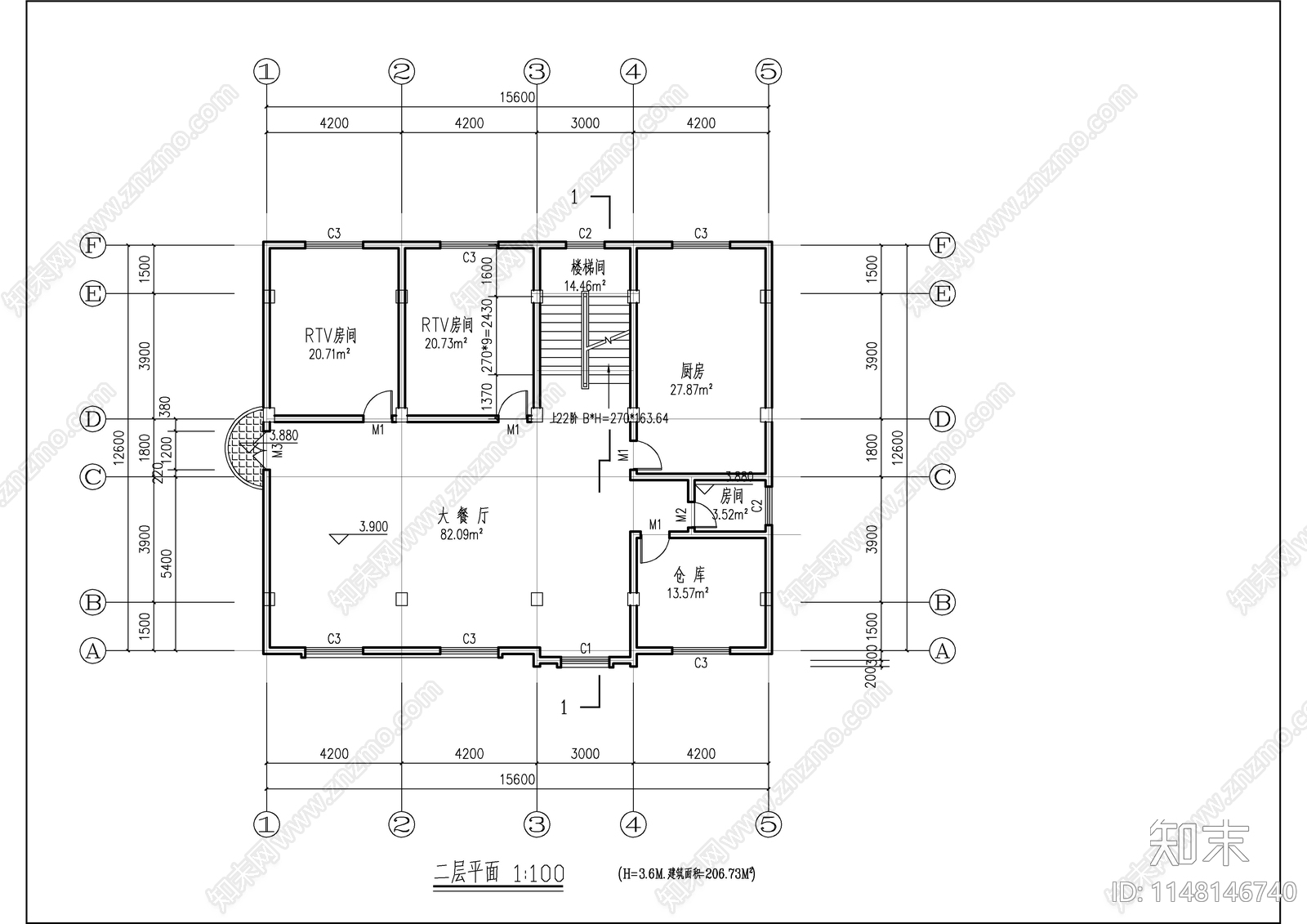私人商住自建房建筑cad施工图下载【ID:1148146740】