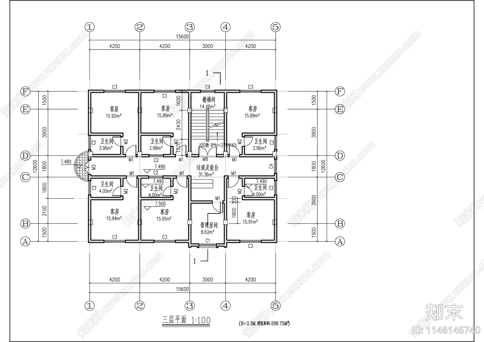 私人商住自建房建筑cad施工图下载【ID:1148146740】