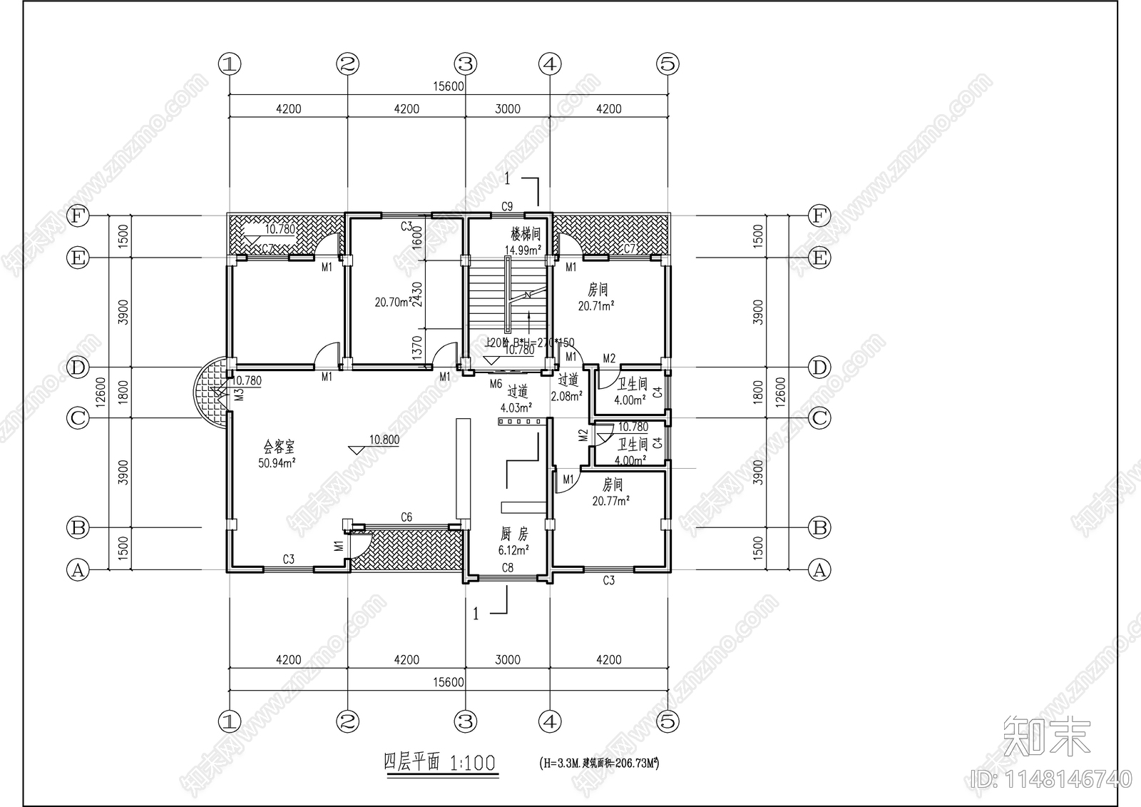 私人商住自建房建筑cad施工图下载【ID:1148146740】