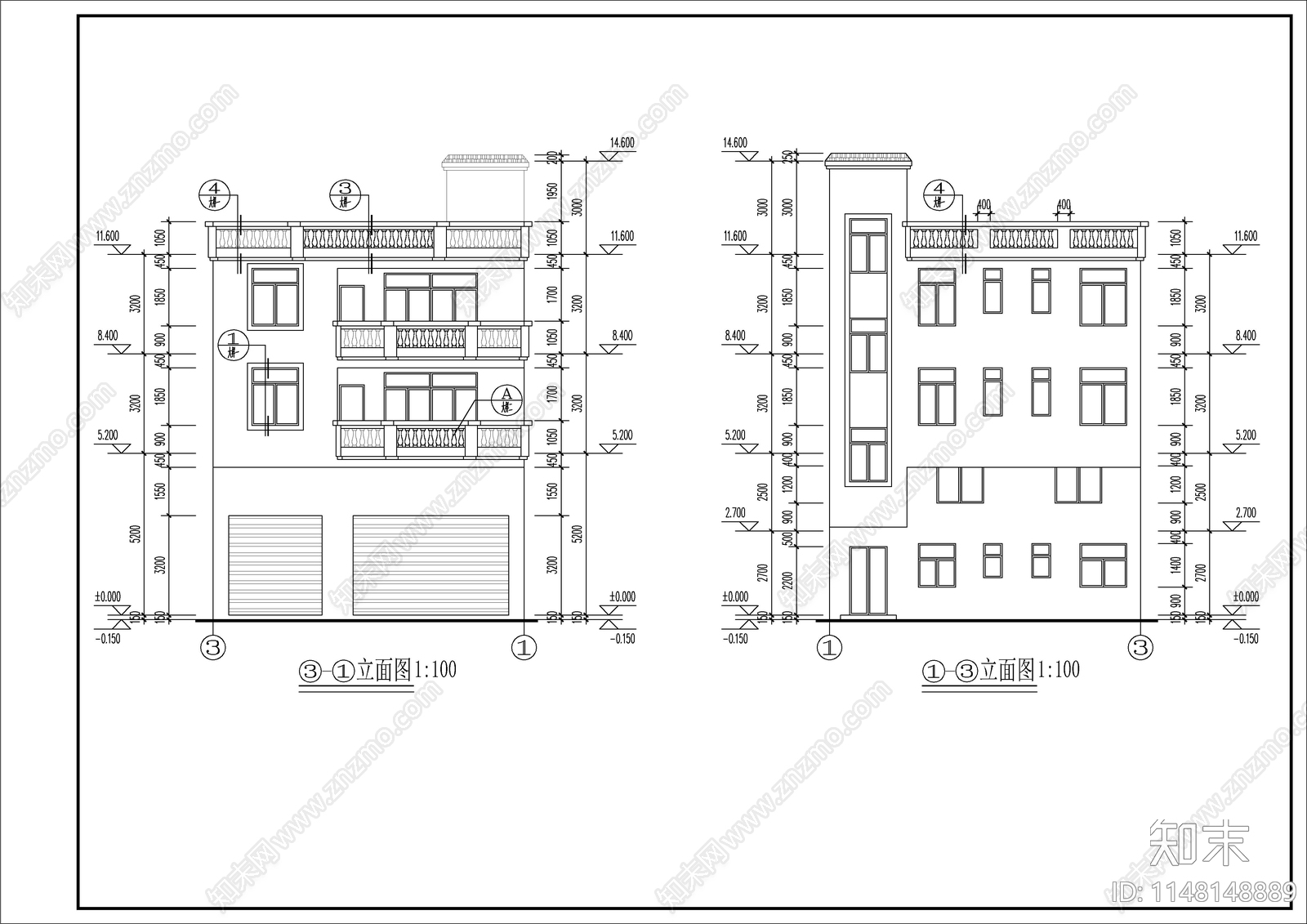 私人自建房建筑cad施工图下载【ID:1148148889】