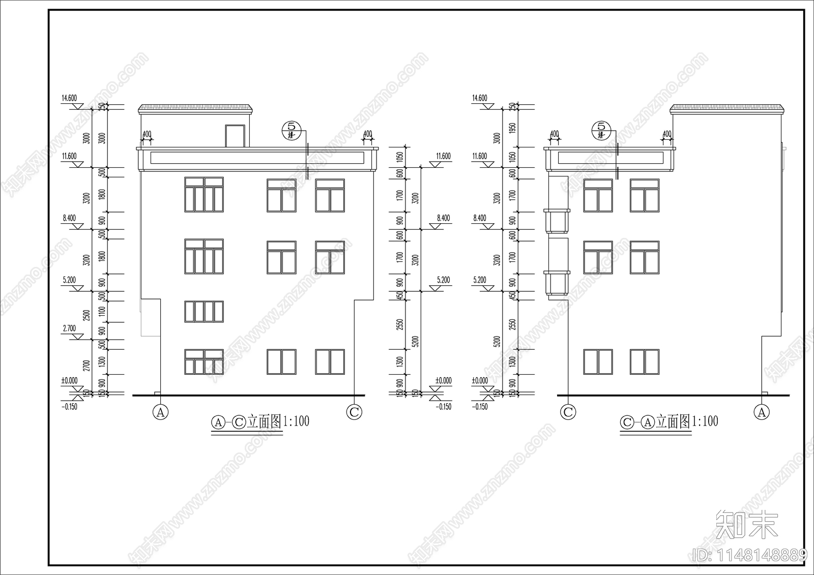 私人自建房建筑cad施工图下载【ID:1148148889】