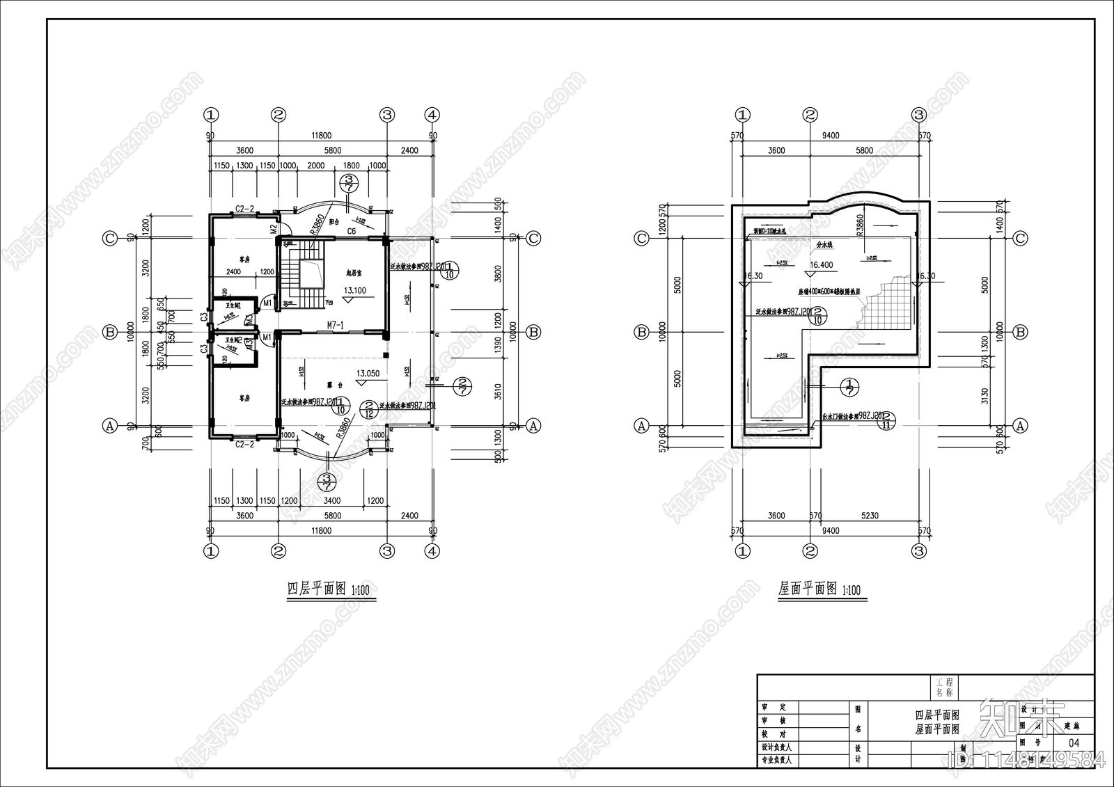 私宅自建房建筑cad施工图下载【ID:1148149584】