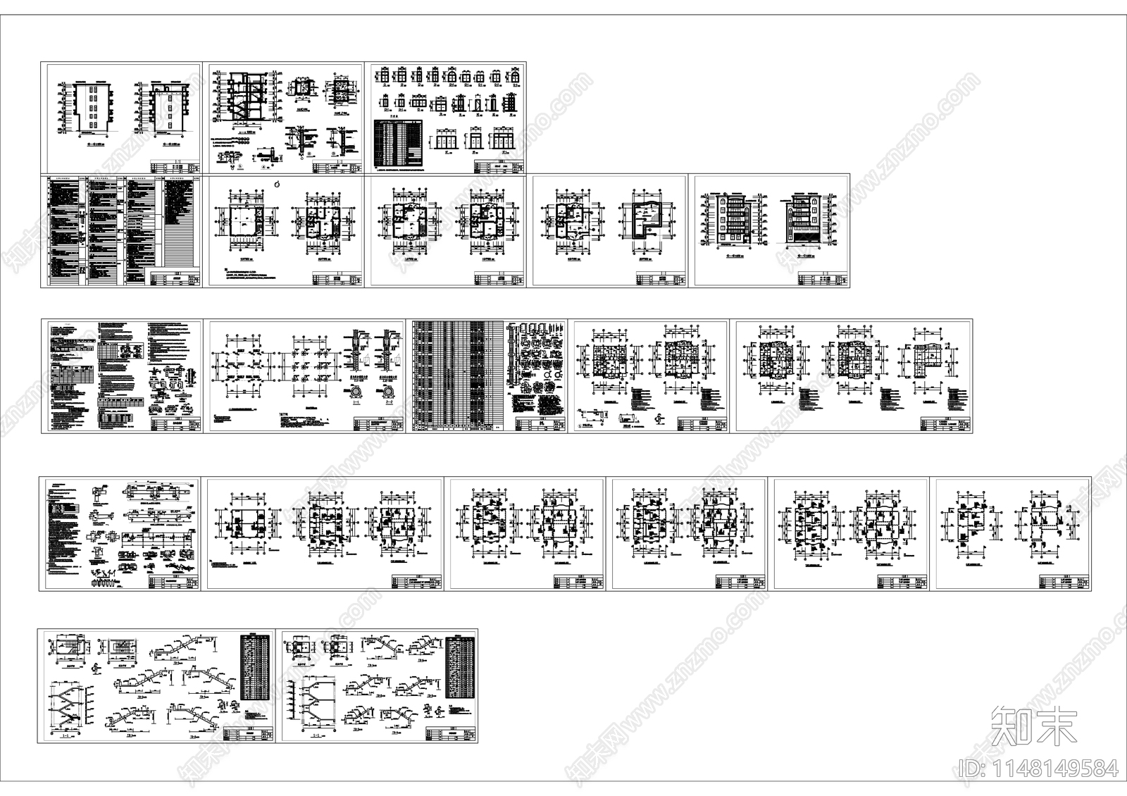 私宅自建房建筑cad施工图下载【ID:1148149584】