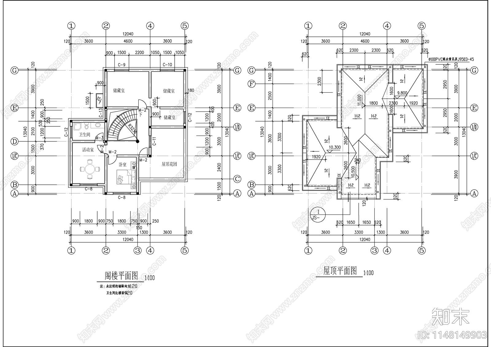 自建房建筑cad施工图下载【ID:1148149903】