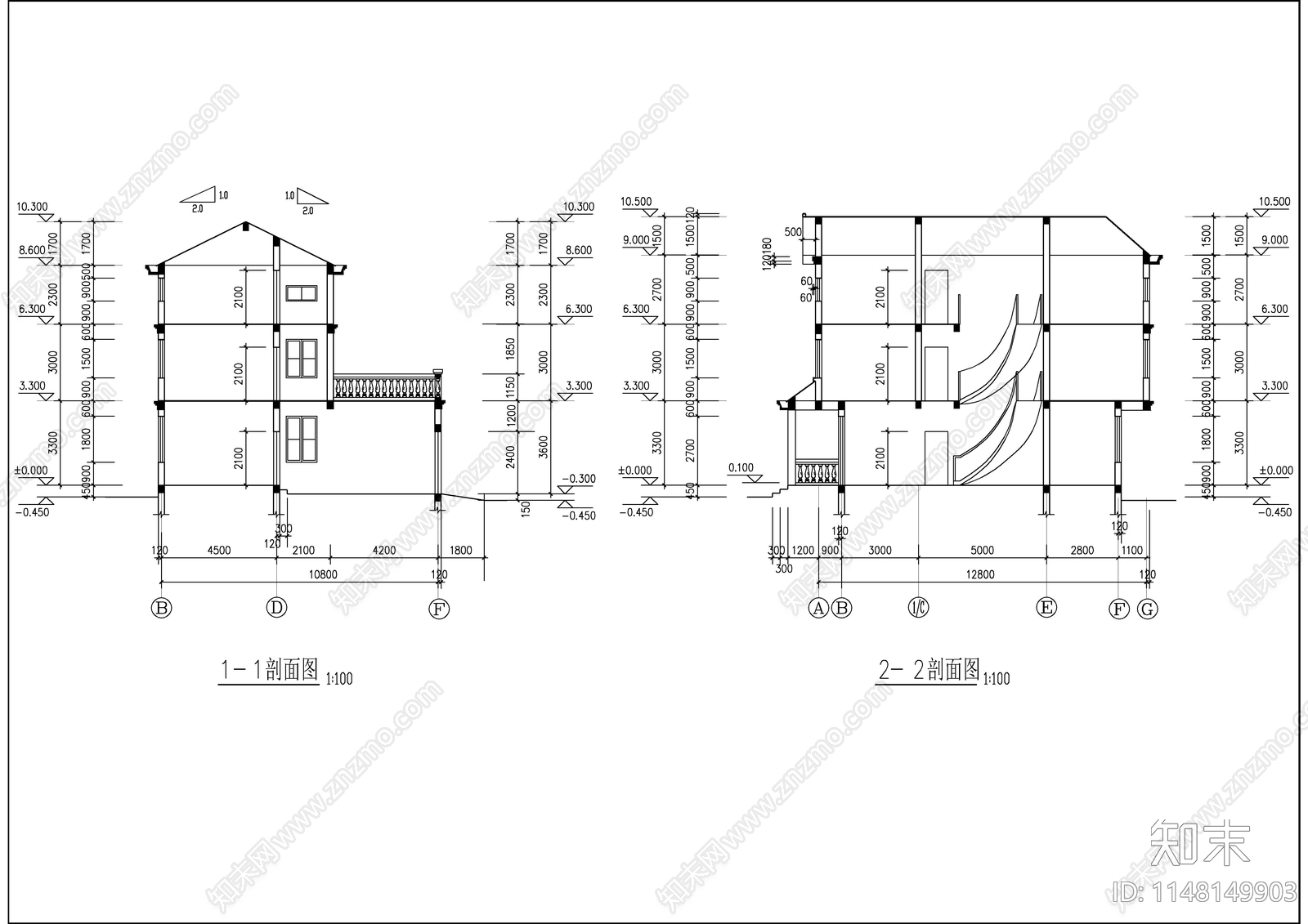 自建房建筑cad施工图下载【ID:1148149903】