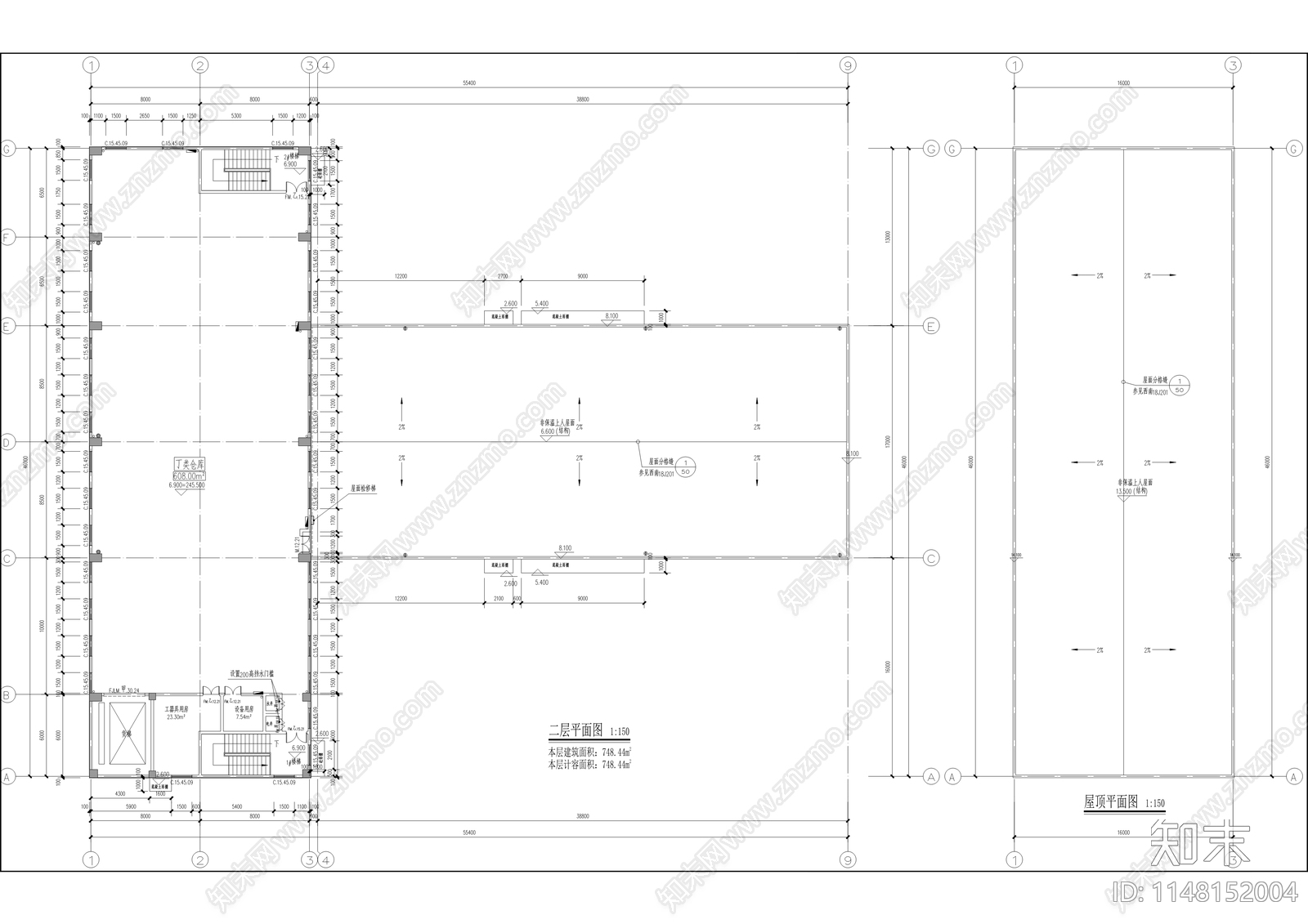 供电公司物资库房建筑cad施工图下载【ID:1148152004】