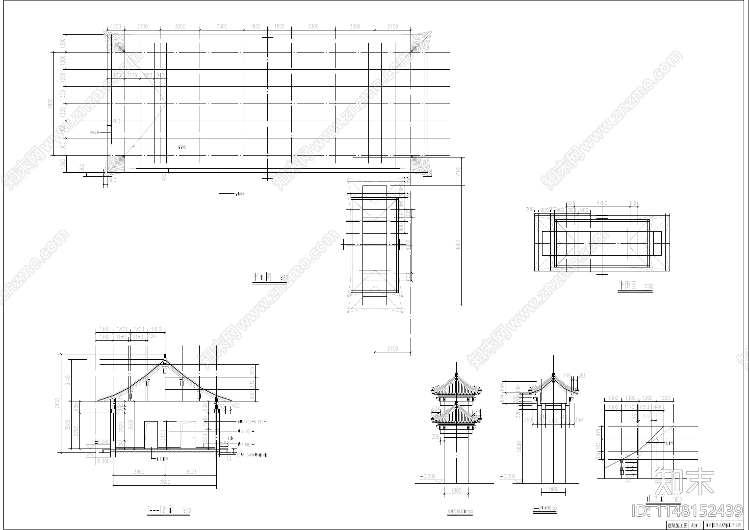 北京四合院自建四合院建筑cad施工图下载【ID:1148152439】