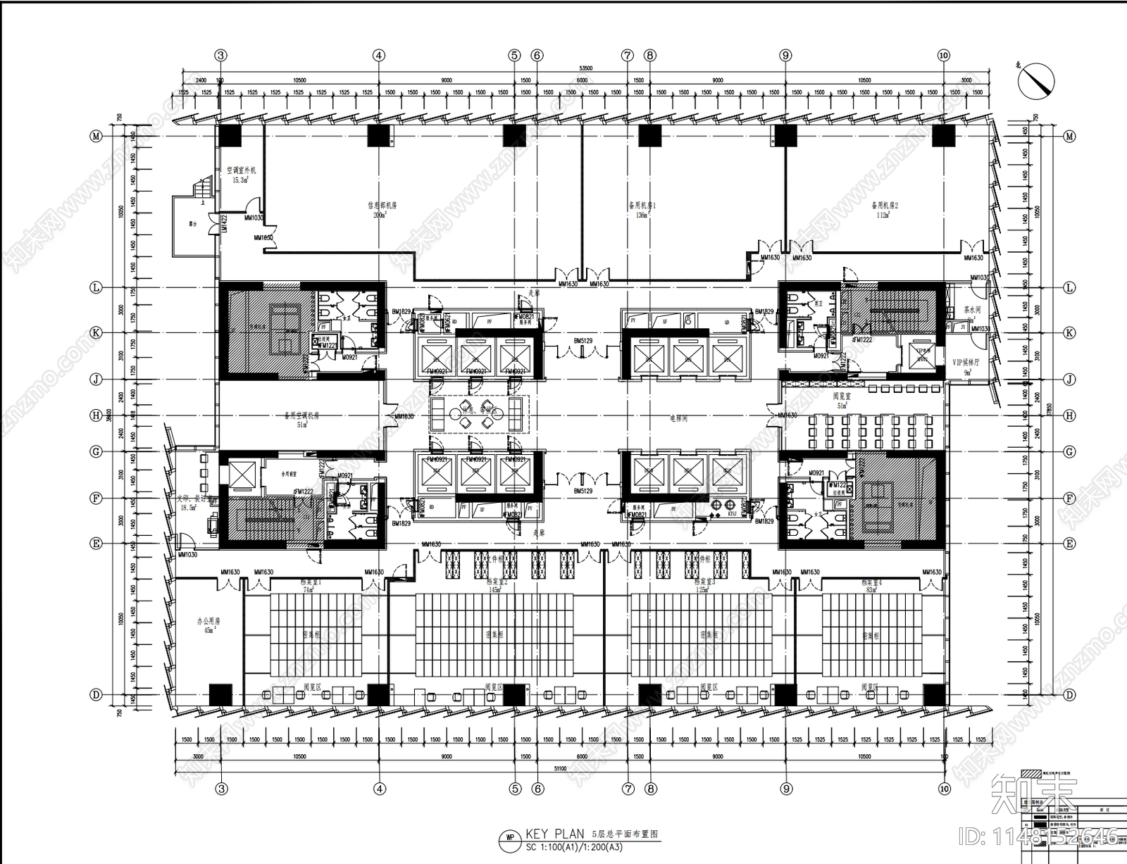 800㎡资料室平立面室内总平图施工图下载【ID:1148152646】