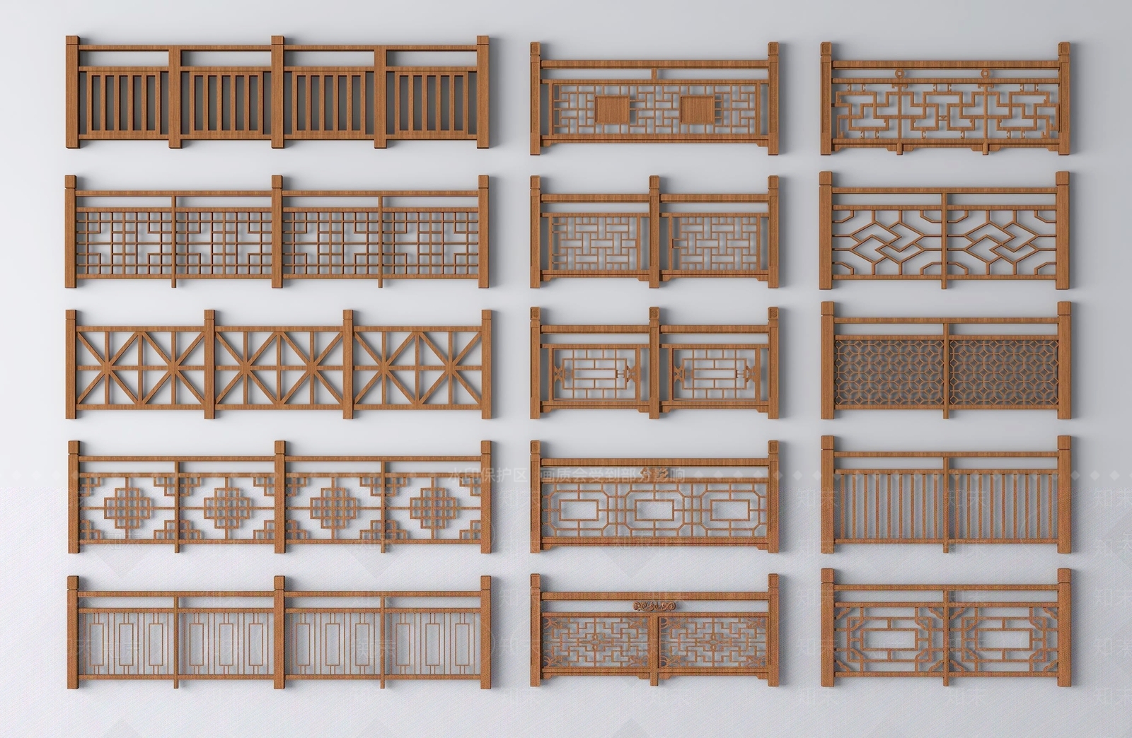 新中式实木栏杆SU模型下载【ID:1148153092】