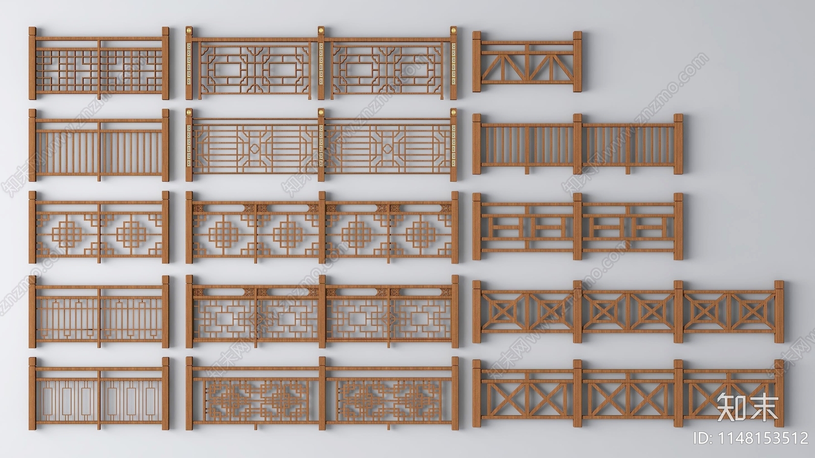 新中式栏杆3D模型下载【ID:1148153512】
