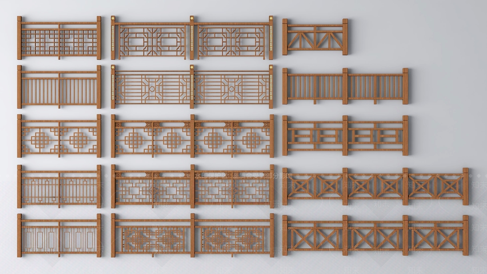 新中式实木栏杆SU模型下载【ID:1148153593】
