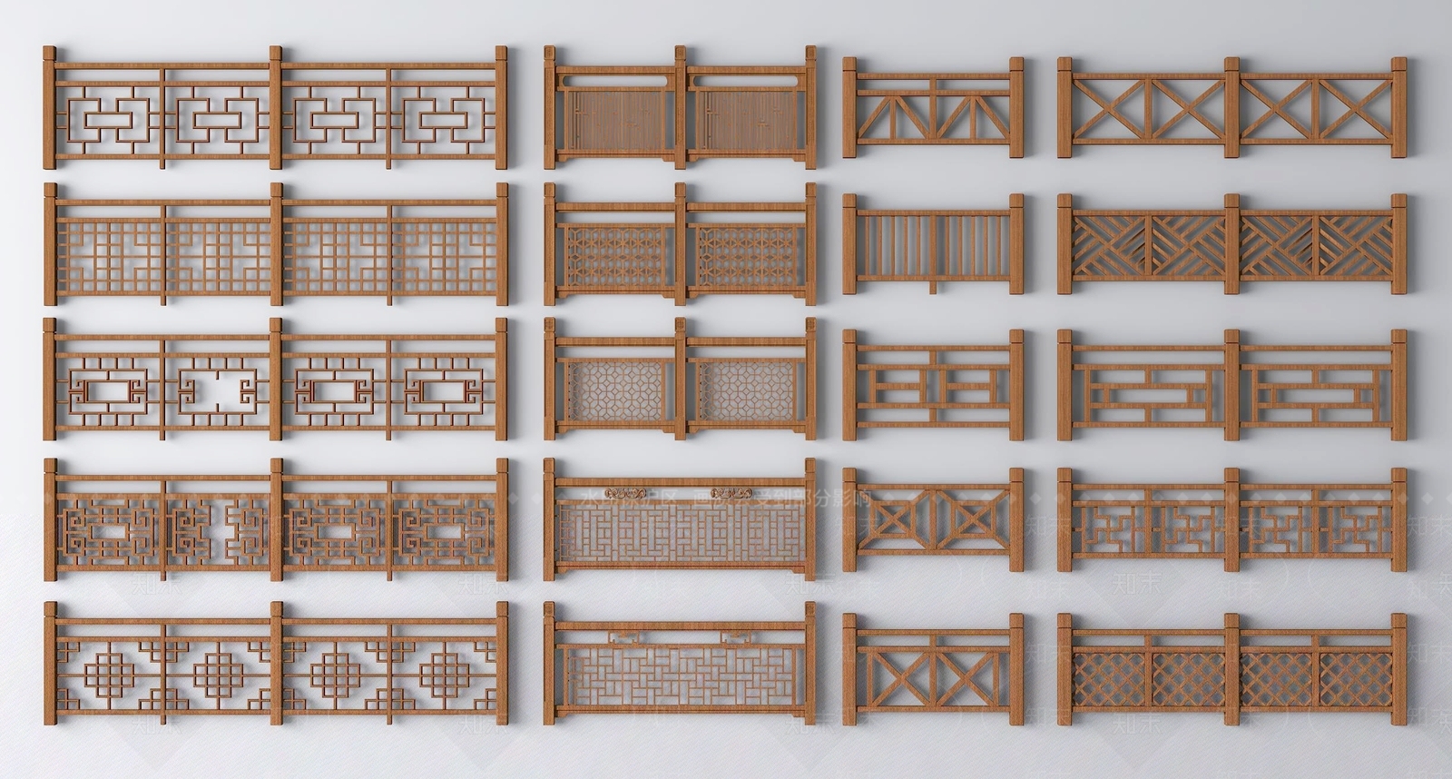 新中式实木栏杆SU模型下载【ID:1148153666】