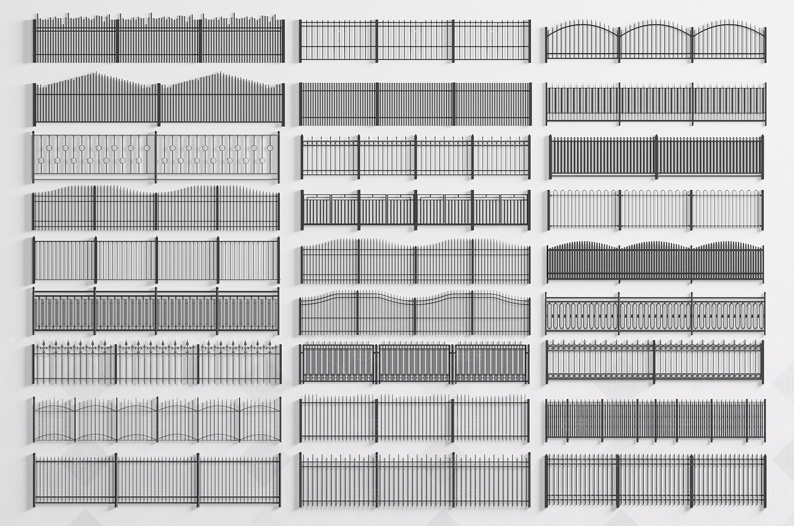 现代铁艺栏杆SU模型下载【ID:1148153900】