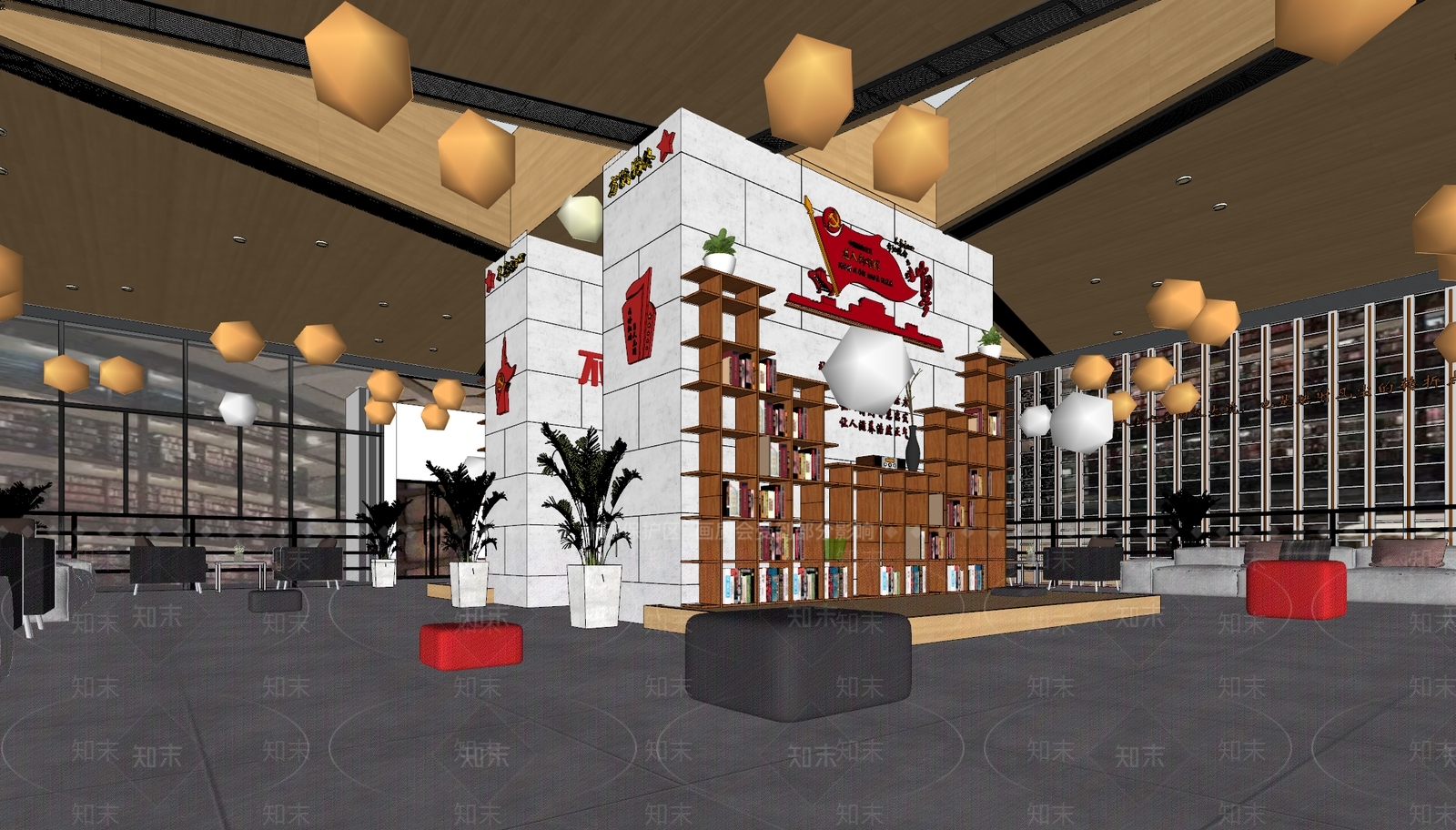 现代党建展厅SU模型下载【ID:1148154802】