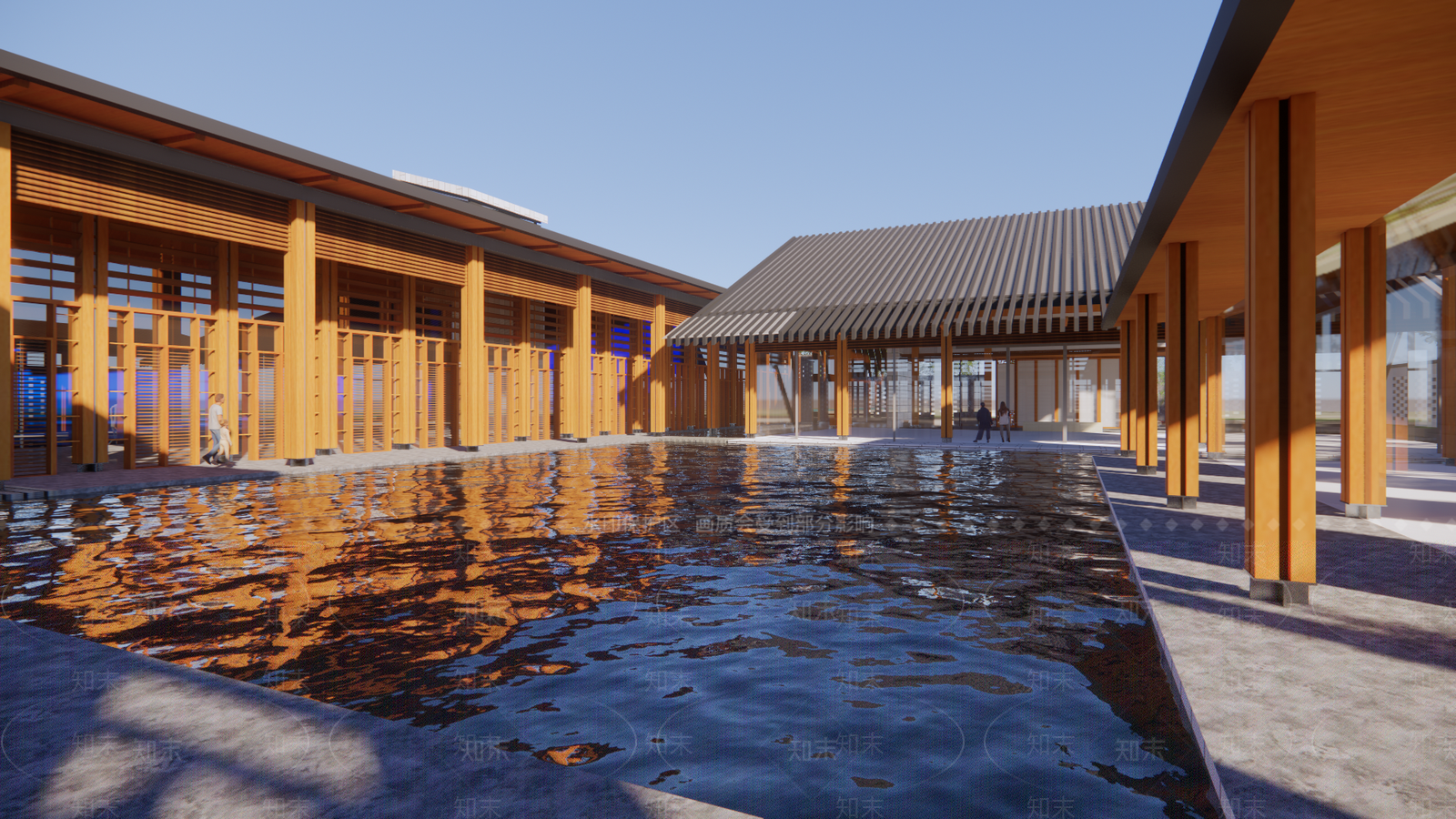 新中式展览馆建筑SU模型下载【ID:1148157682】