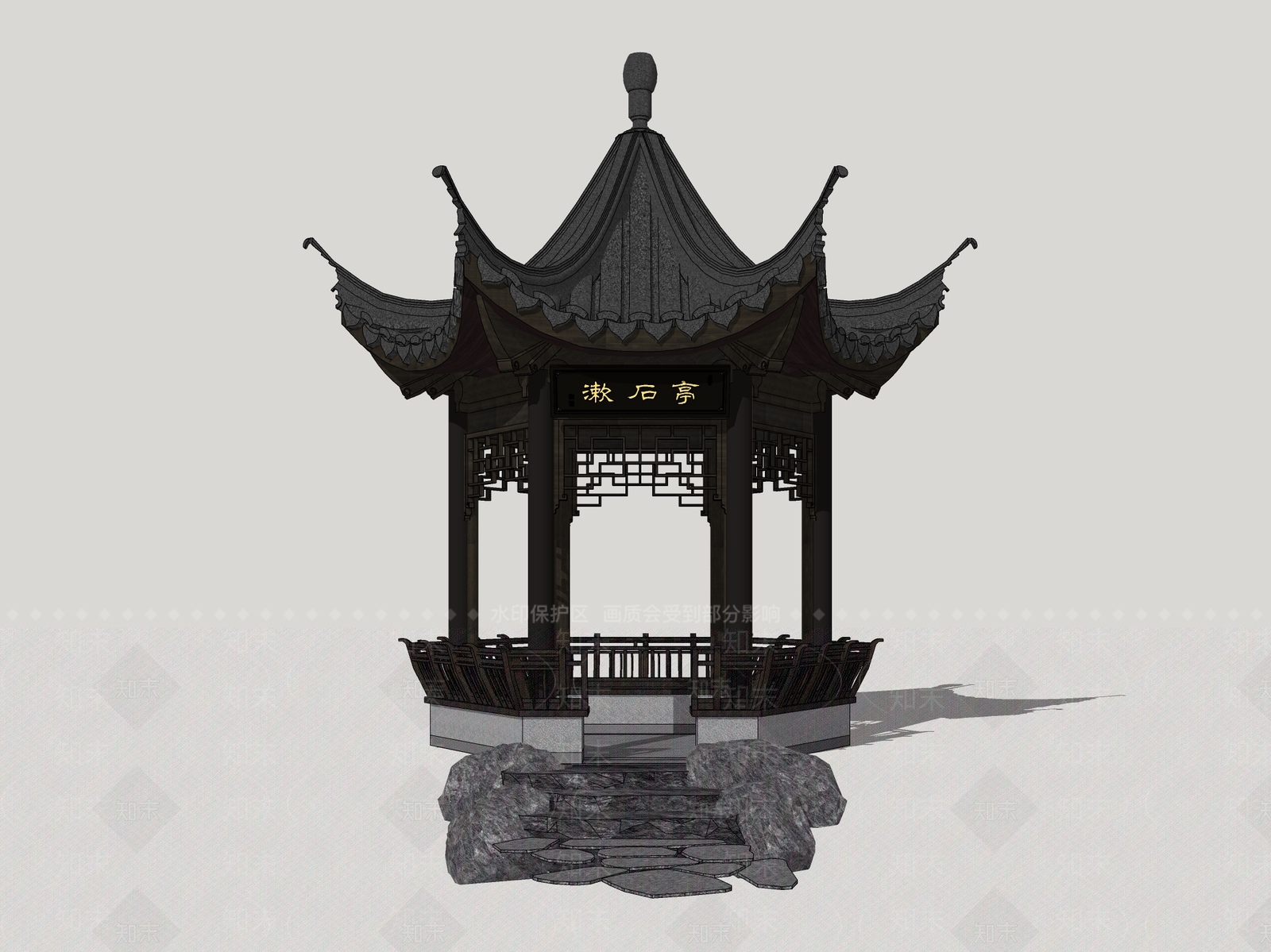 中式古典凉亭SU模型下载【ID:1148159182】