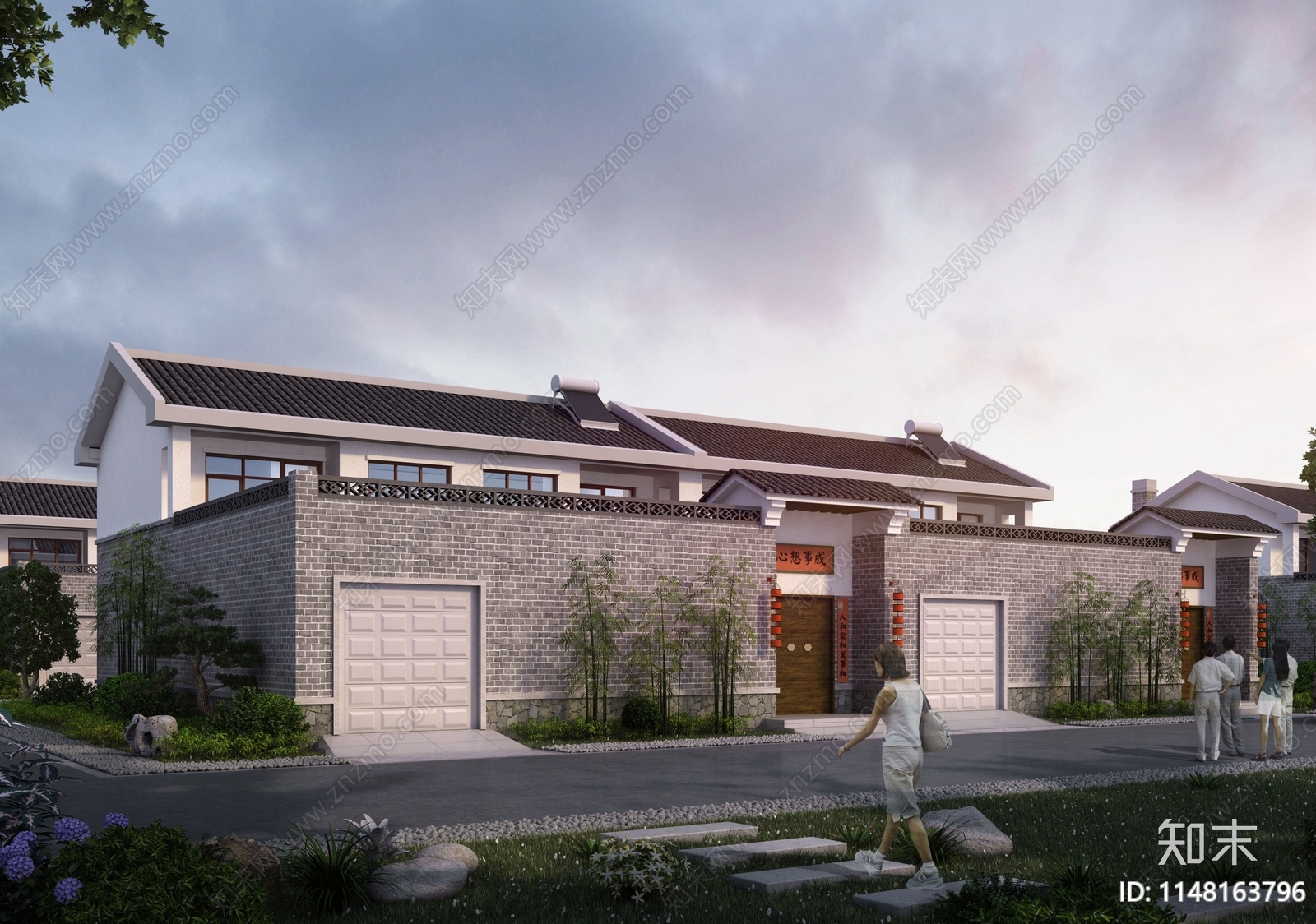 二层中式乡村自建房别墅cad施工图下载【ID:1148163796】