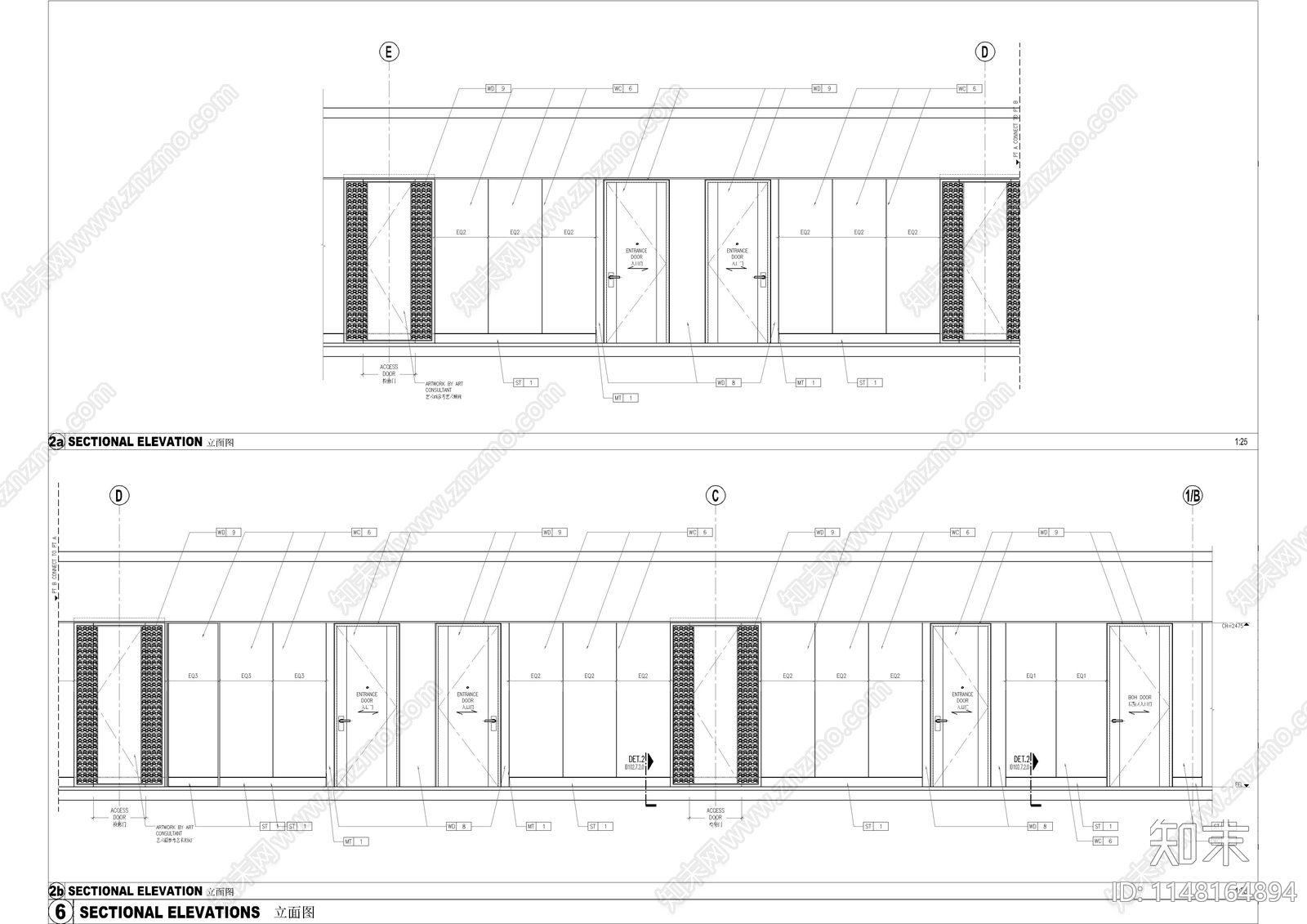 上海酒店客房过道室内cad施工图下载【ID:1148164894】
