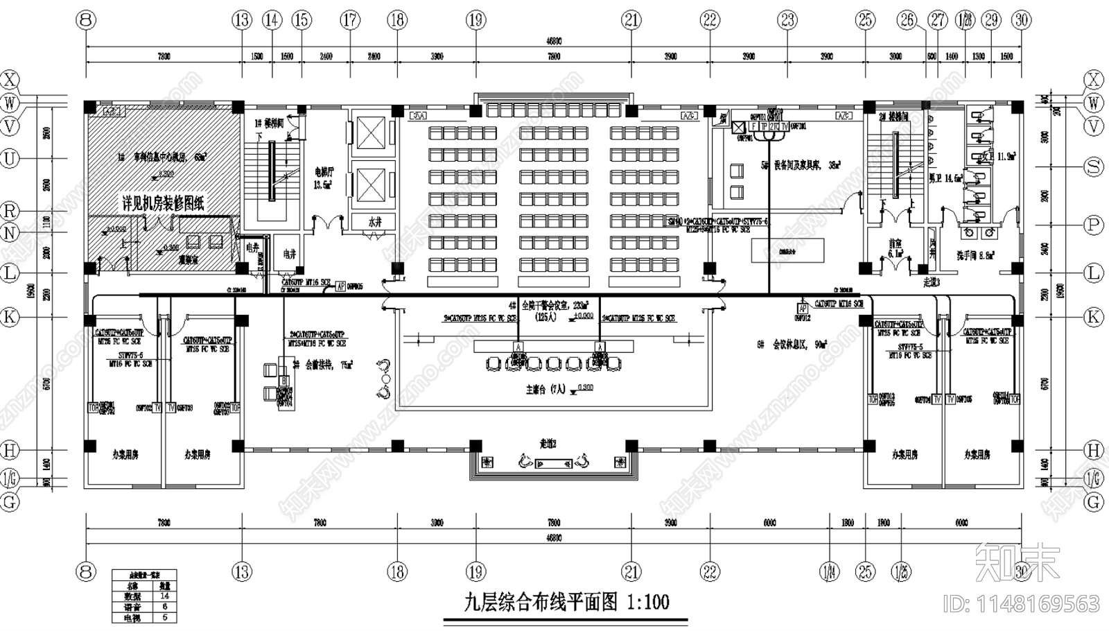 办公楼弱电智能监控门禁会议系统平面图施工图下载【ID:1148169563】