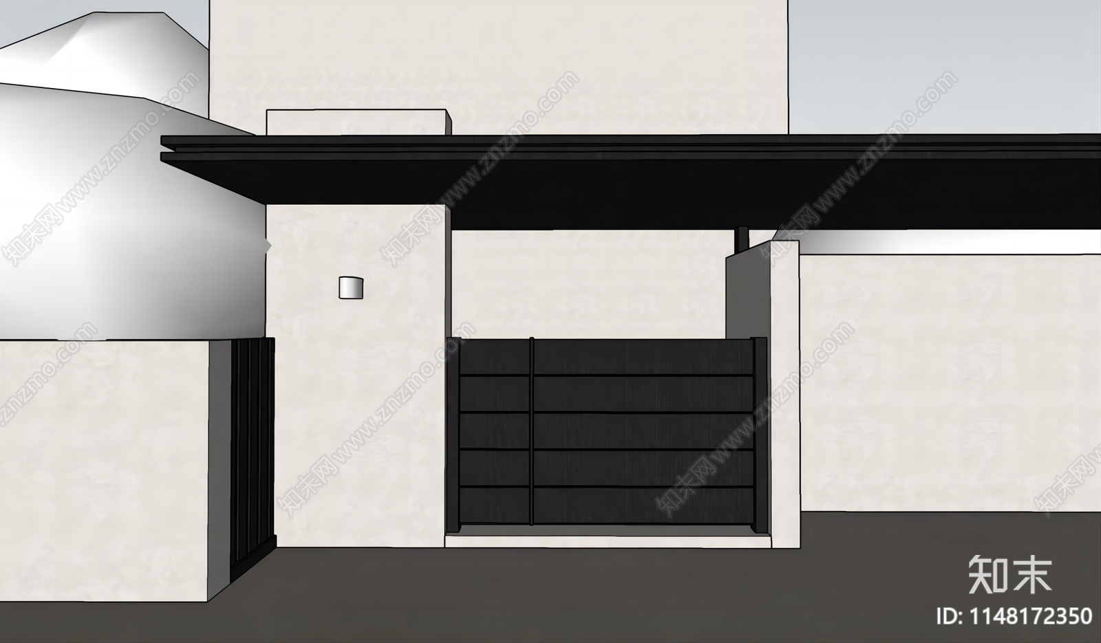 现代别墅庭院大门SU模型下载【ID:1148172350】