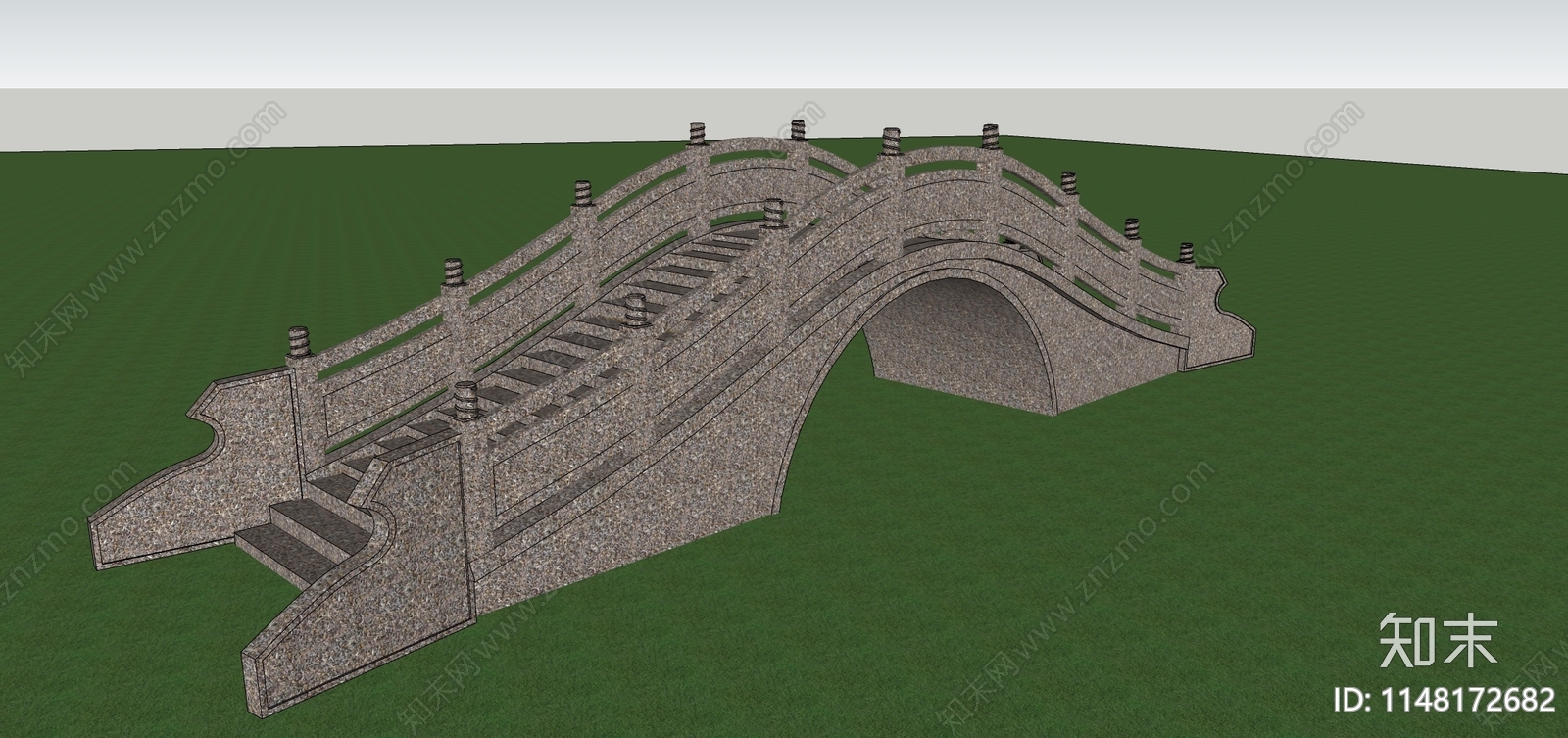现代石拱桥SU模型下载【ID:1148172682】