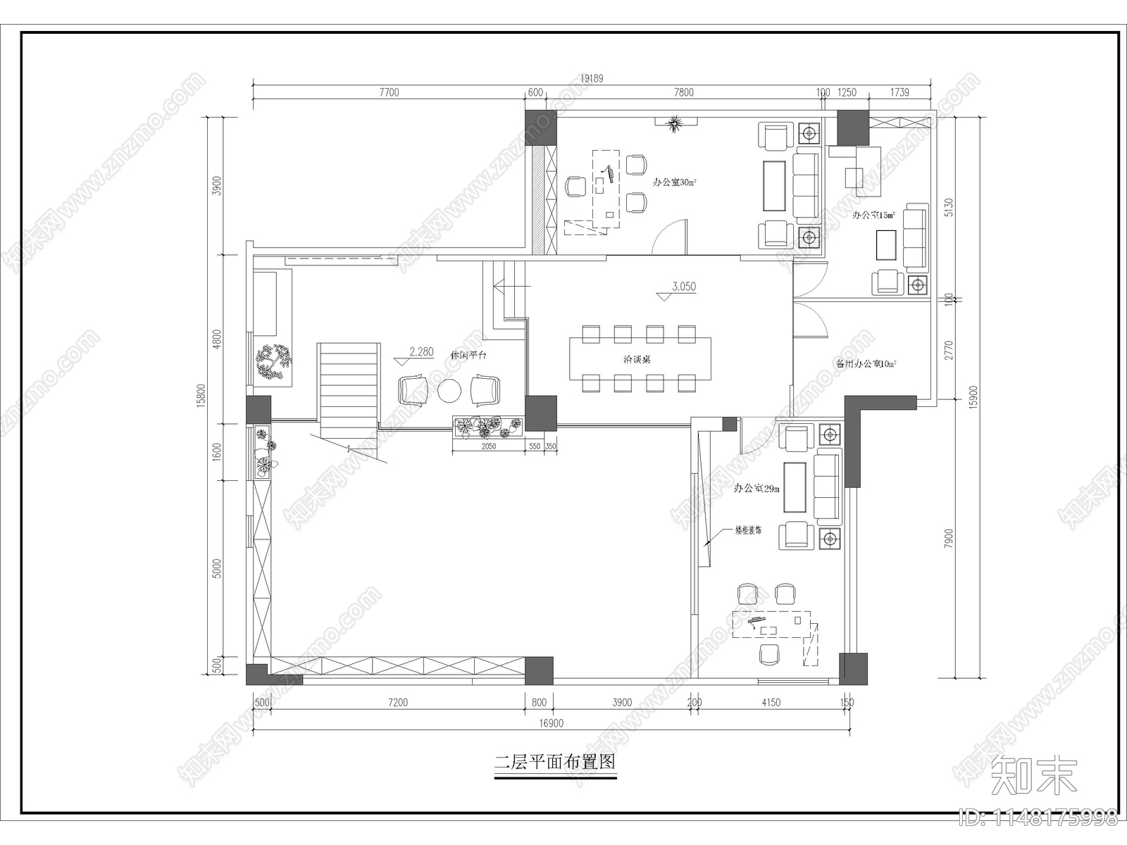 办公室室内cad施工图下载【ID:1148175998】