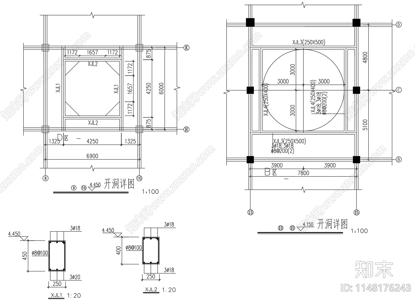 电梯间开洞加固节点cad施工图下载【ID:1148176243】