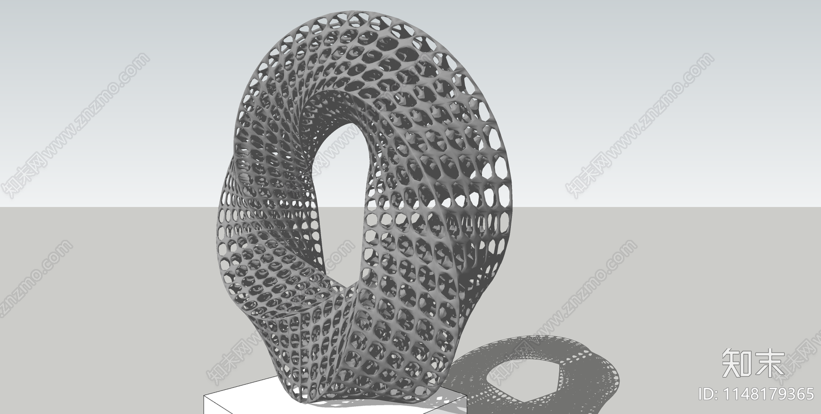 现代莫比乌斯镂空艺术雕塑SU模型下载【ID:1148179365】