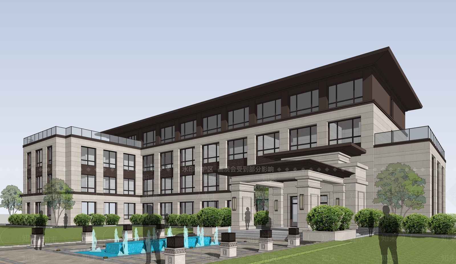 欧式多层办公楼SU模型下载【ID:1148180466】