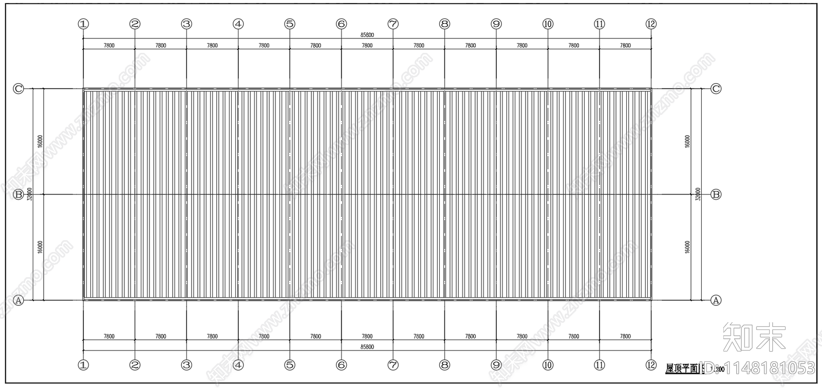 单层双跨门式刚架厂房车间建筑cad施工图下载【ID:1148181053】