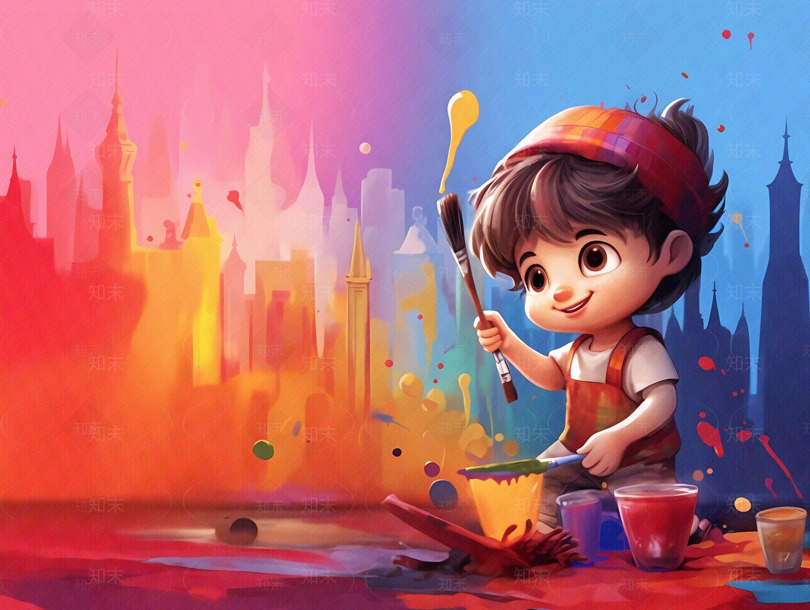 儿童涂鸦装饰画插画壁纸贴图下载【ID:1148184203】