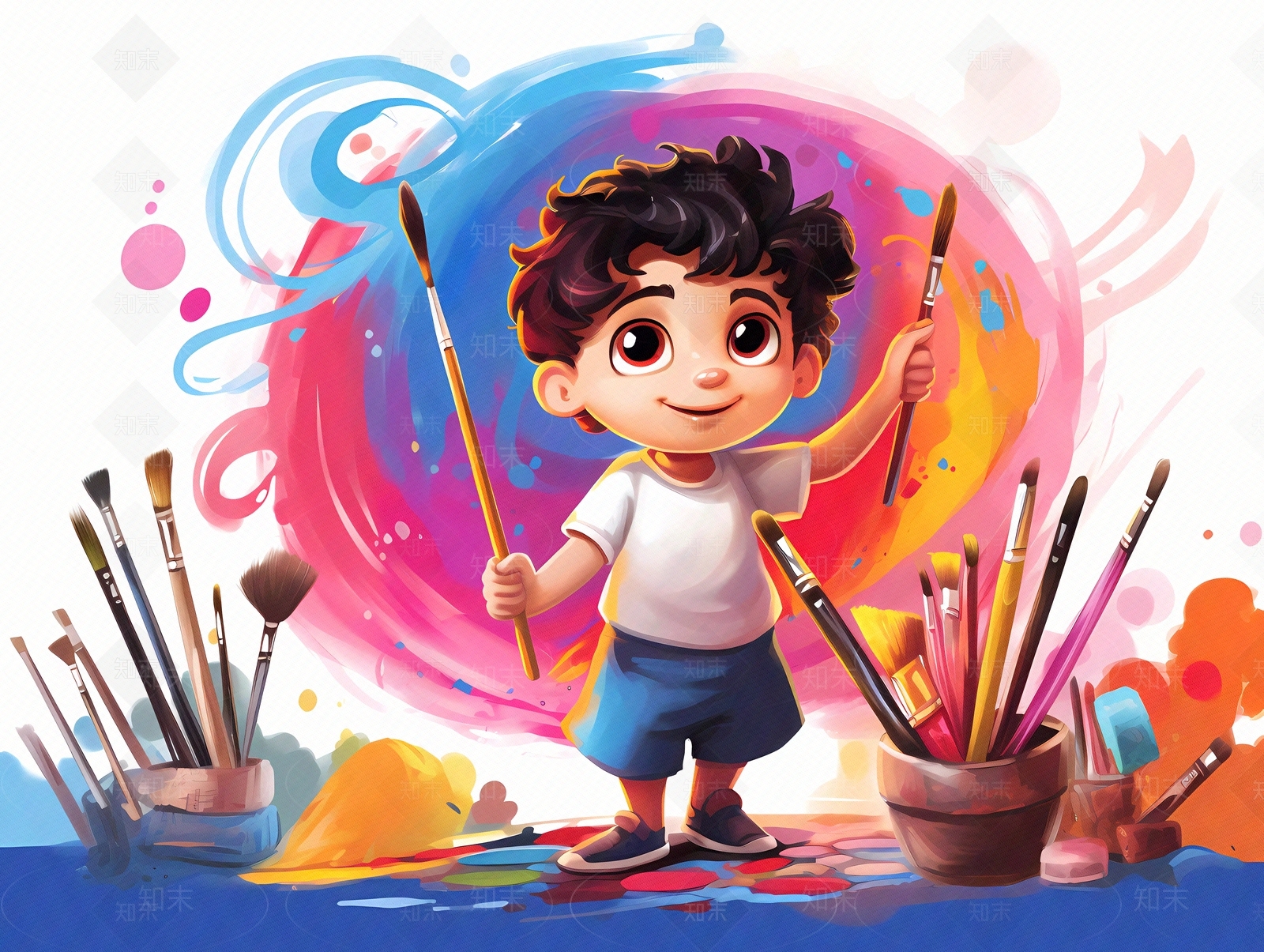 儿童涂鸦装饰画插画壁纸贴图下载【ID:1148184211】