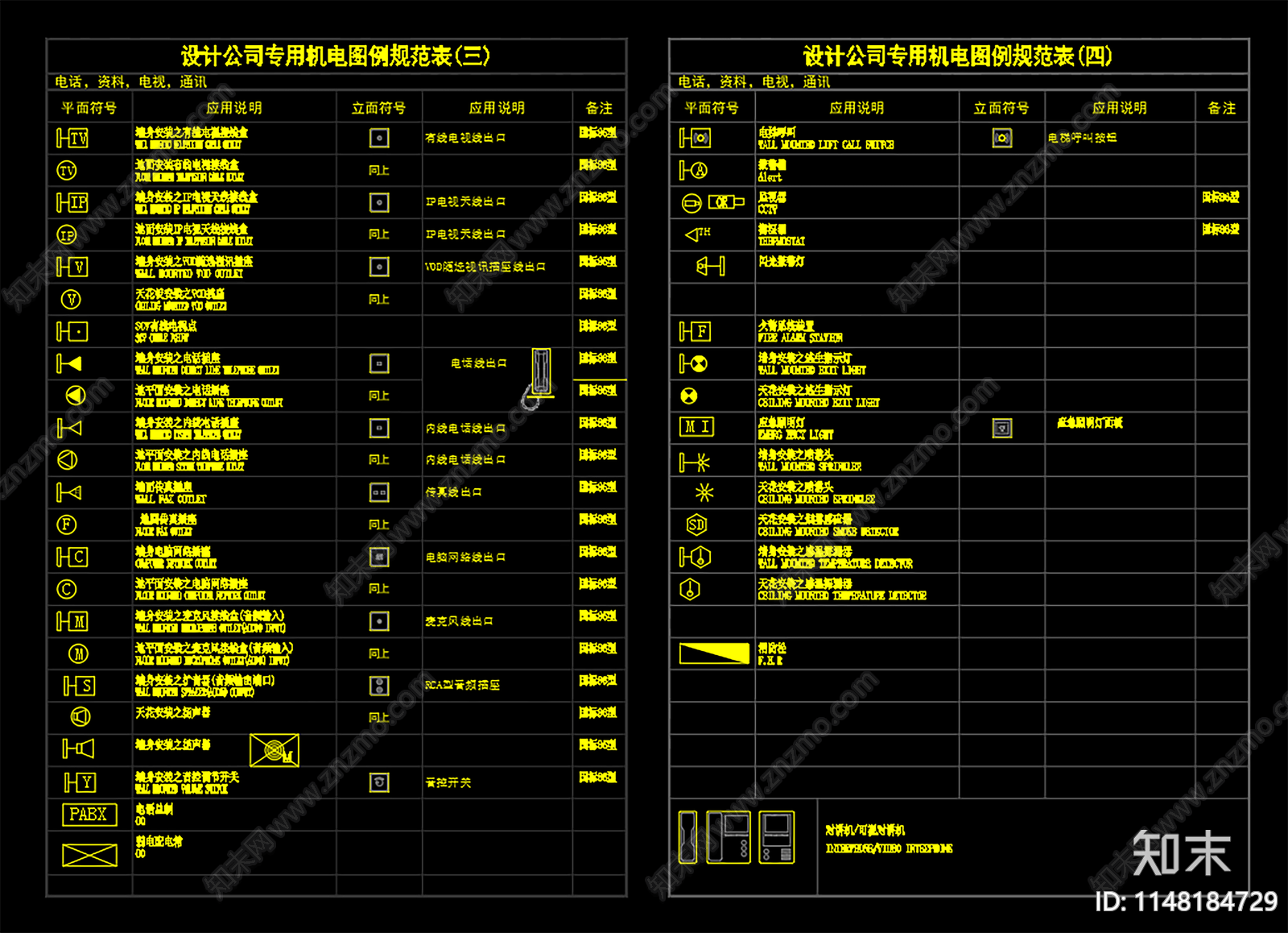 设计公司专用机电图例规范表cad施工图下载【ID:1148184729】