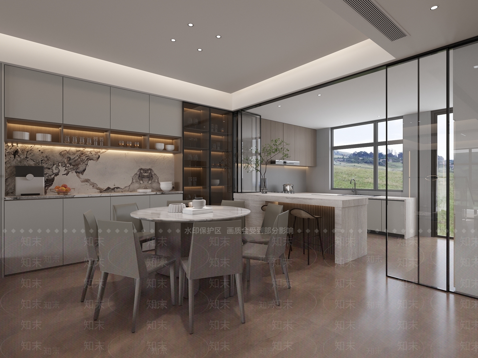 现代loft客餐厅3D模型下载【ID:1148186069】