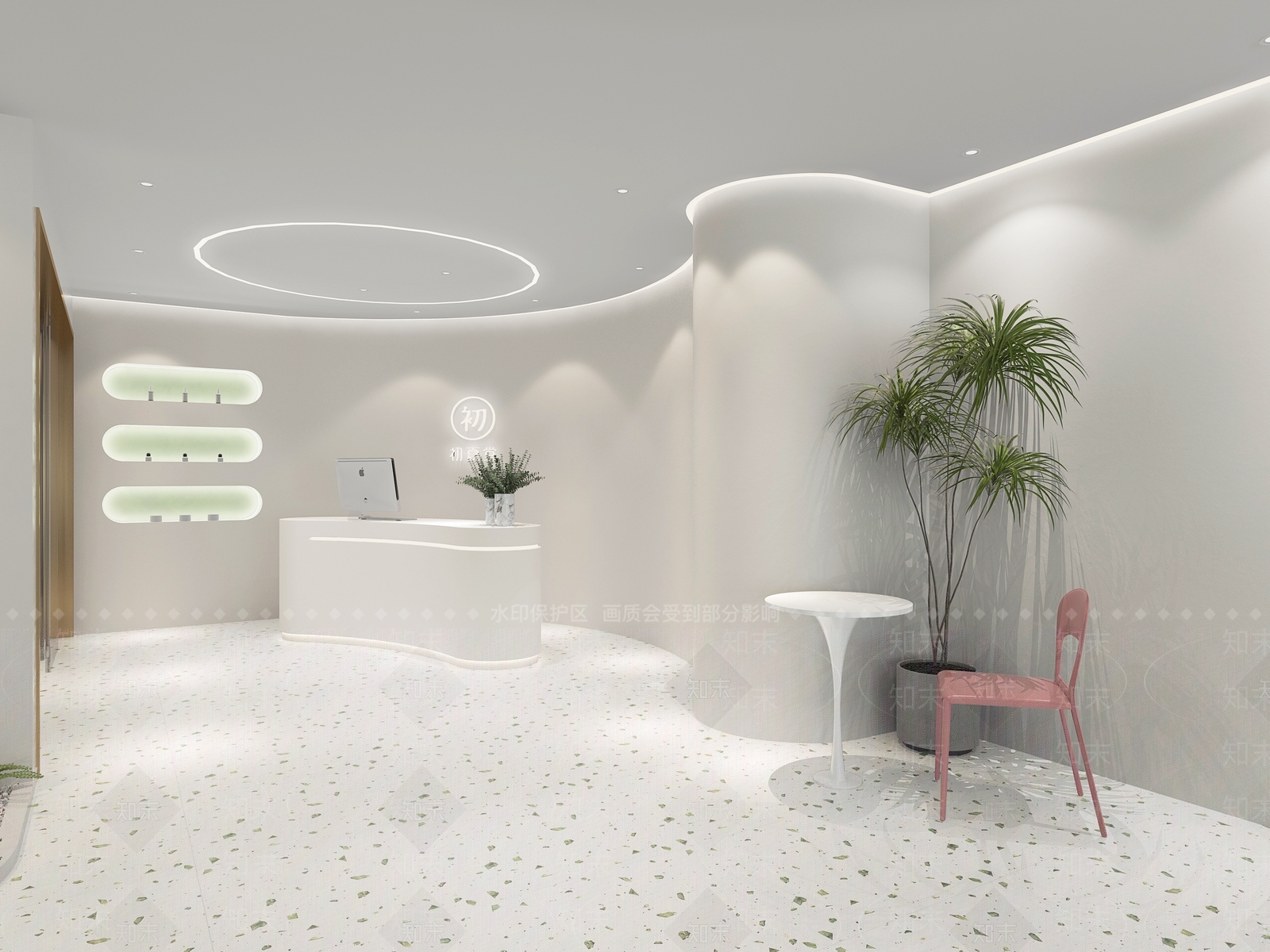 现代奶油风美容院前台3D模型下载【ID:1148188592】