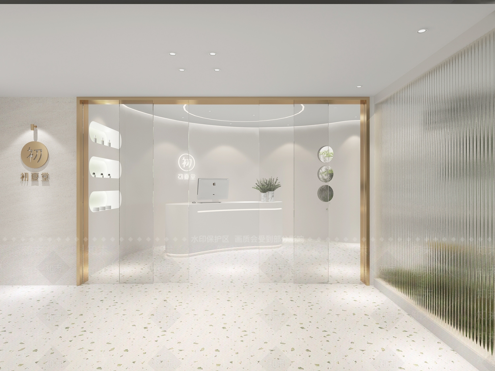 现代奶油风美容院前台3D模型下载【ID:1148188592】