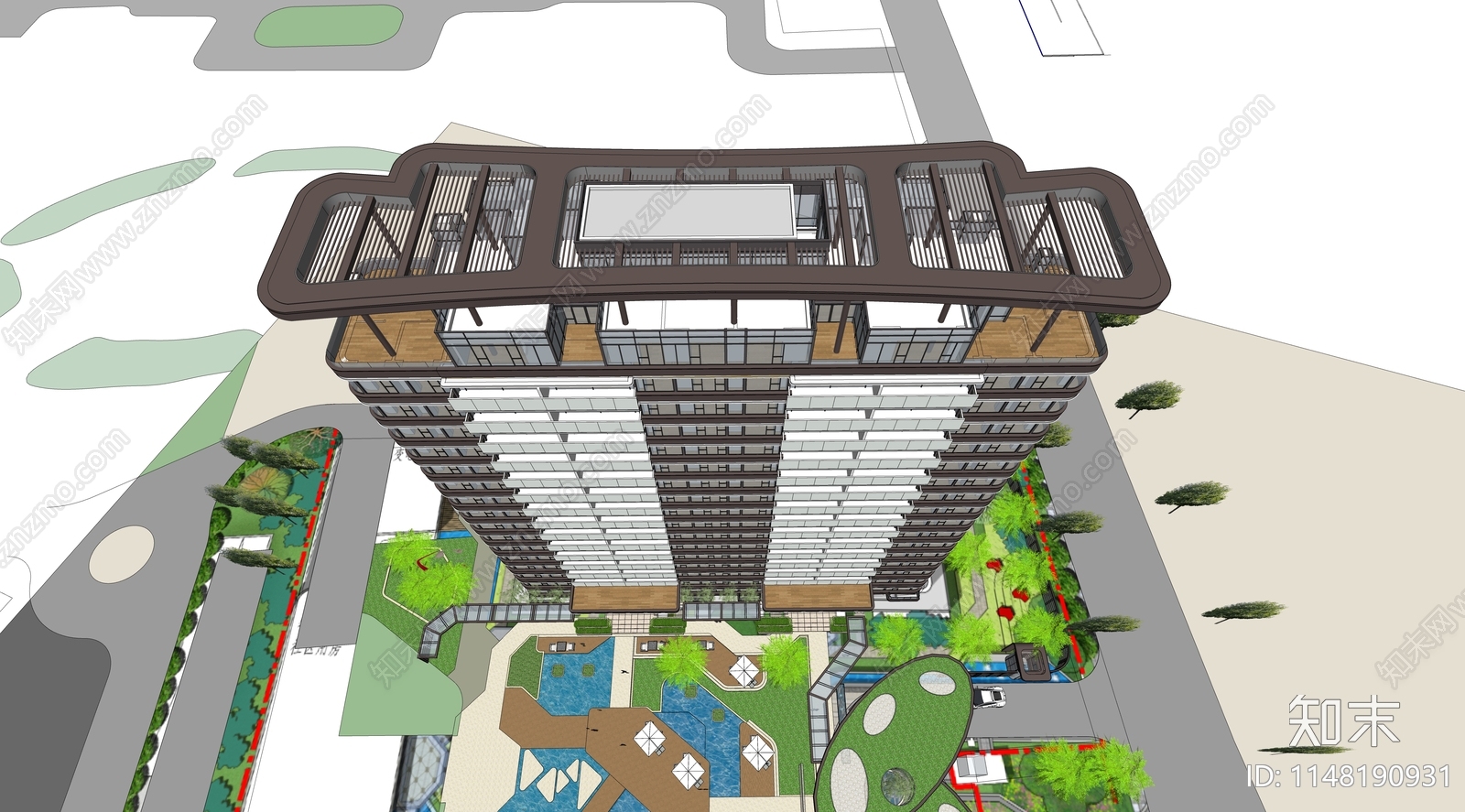 现代高层住宅SU模型下载【ID:1148190931】