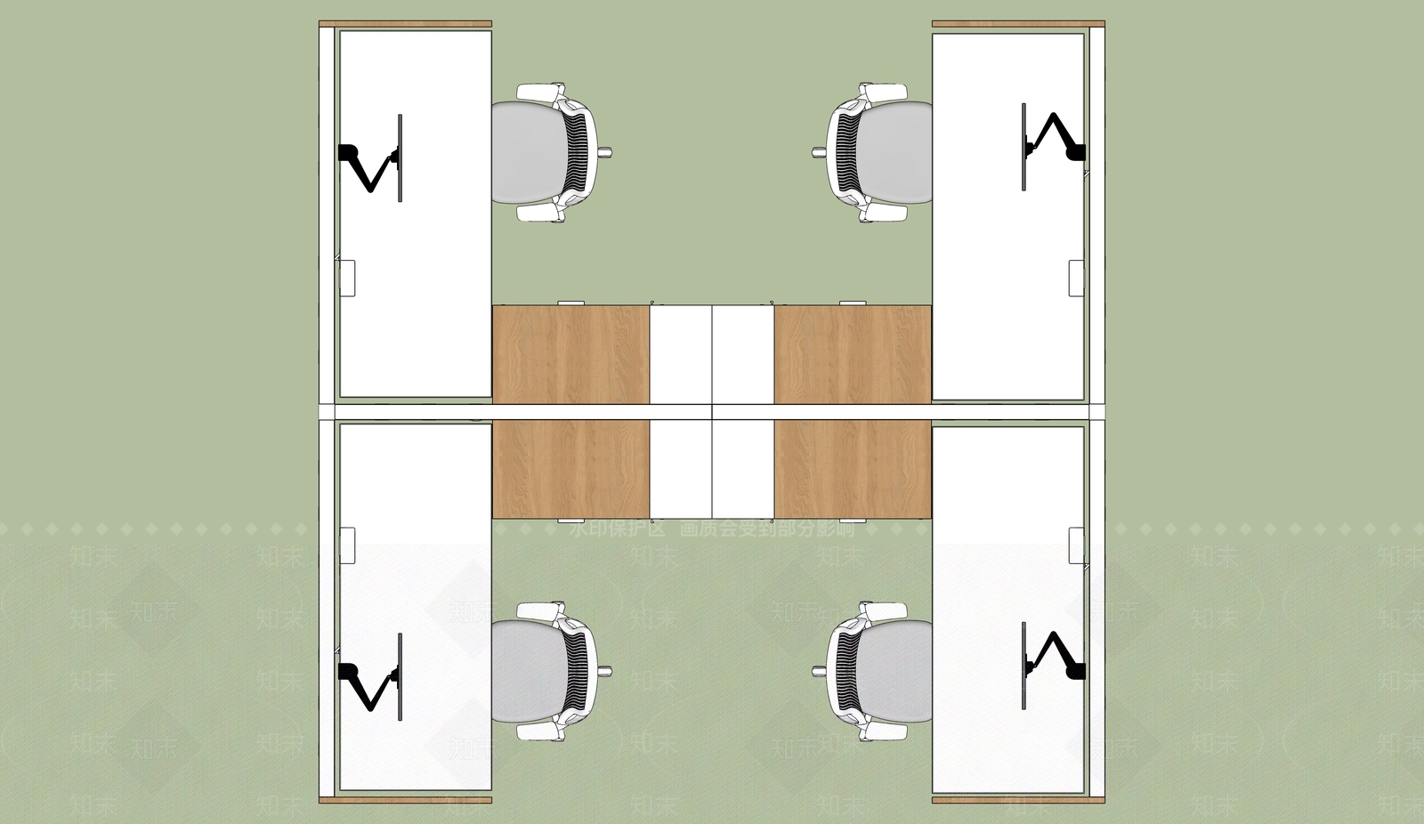 现代办公桌椅组合SU模型下载【ID:1148192405】