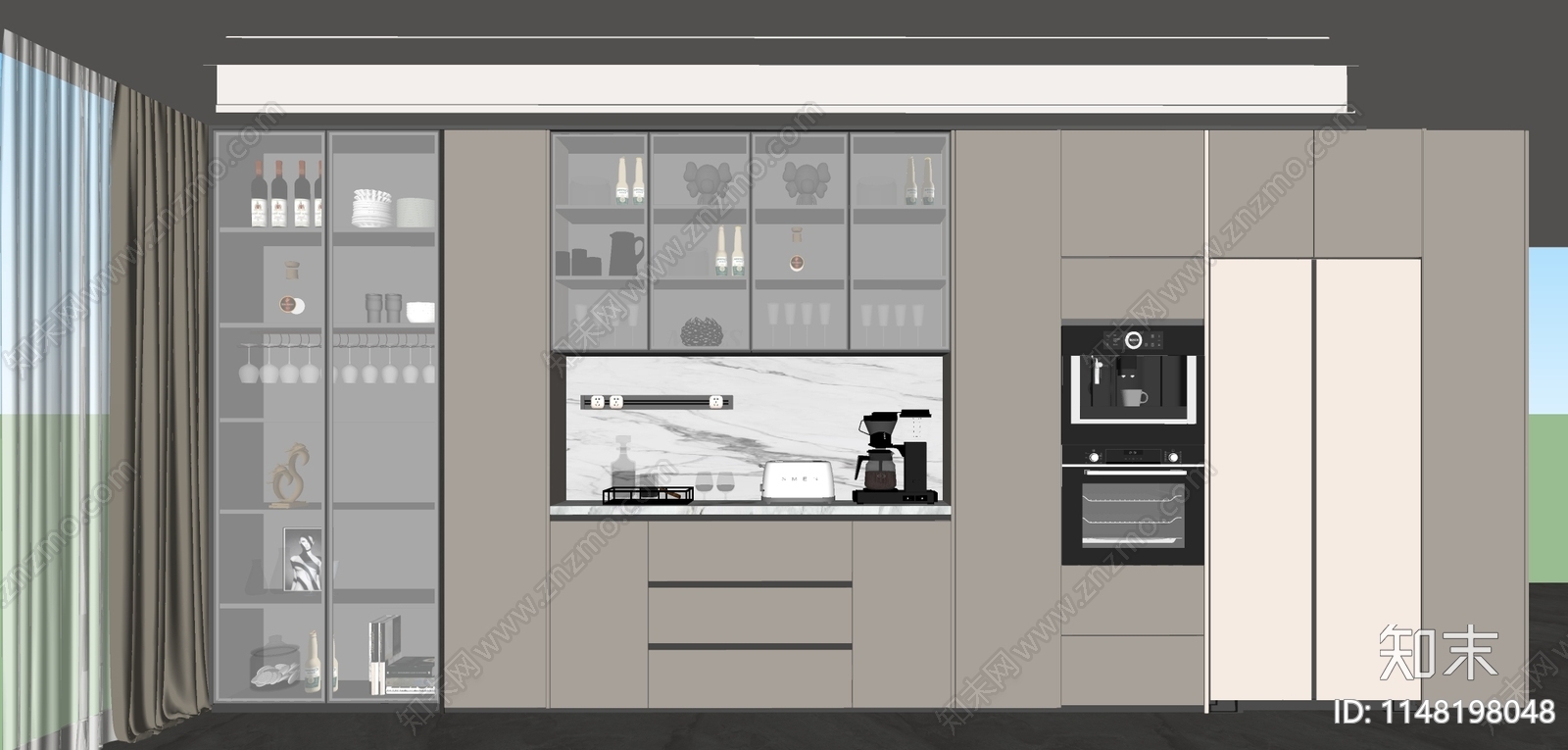现代红酒柜SU模型下载【ID:1148198048】