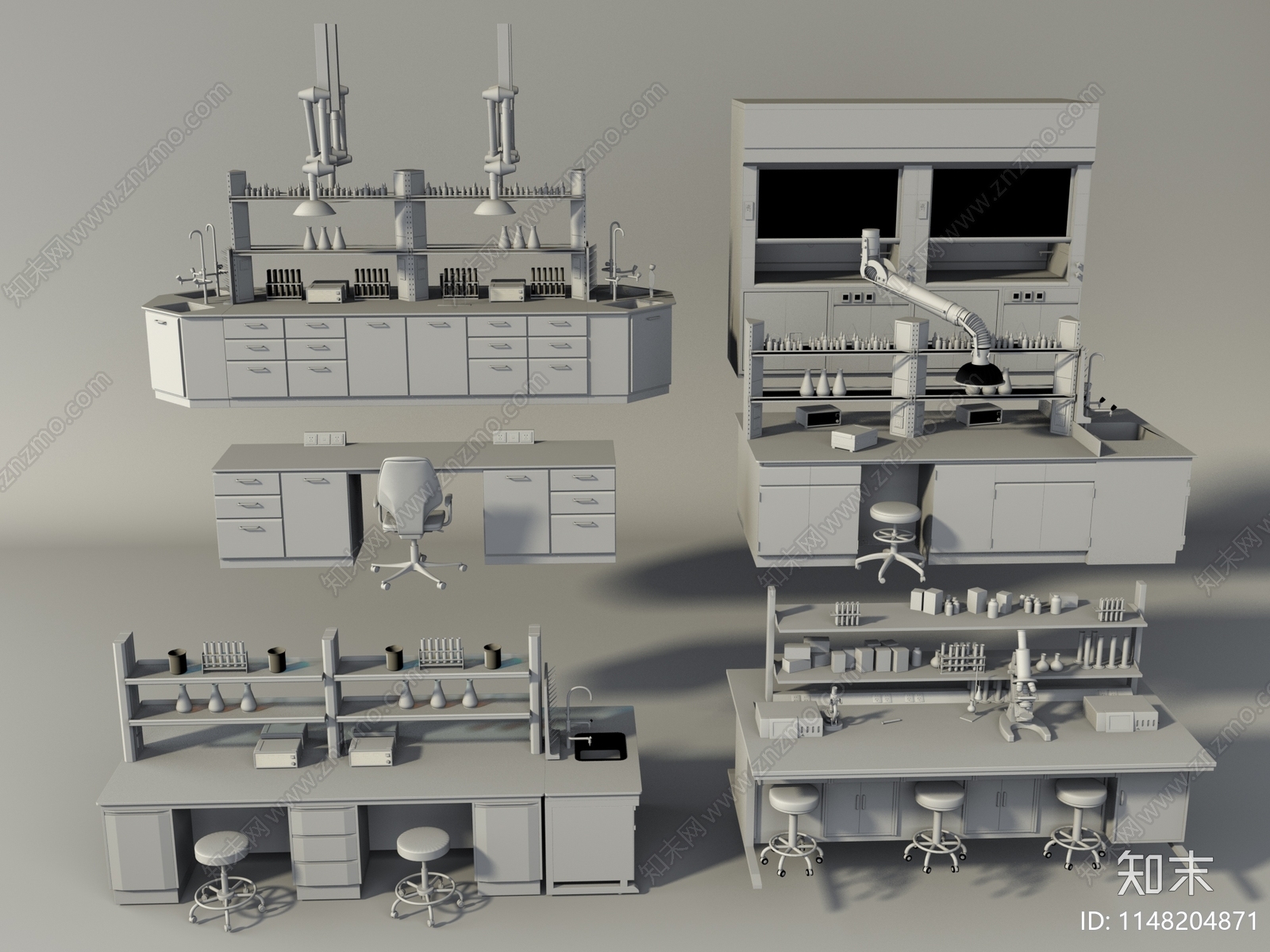 现代实验室操作台3D模型下载【ID:1148204871】