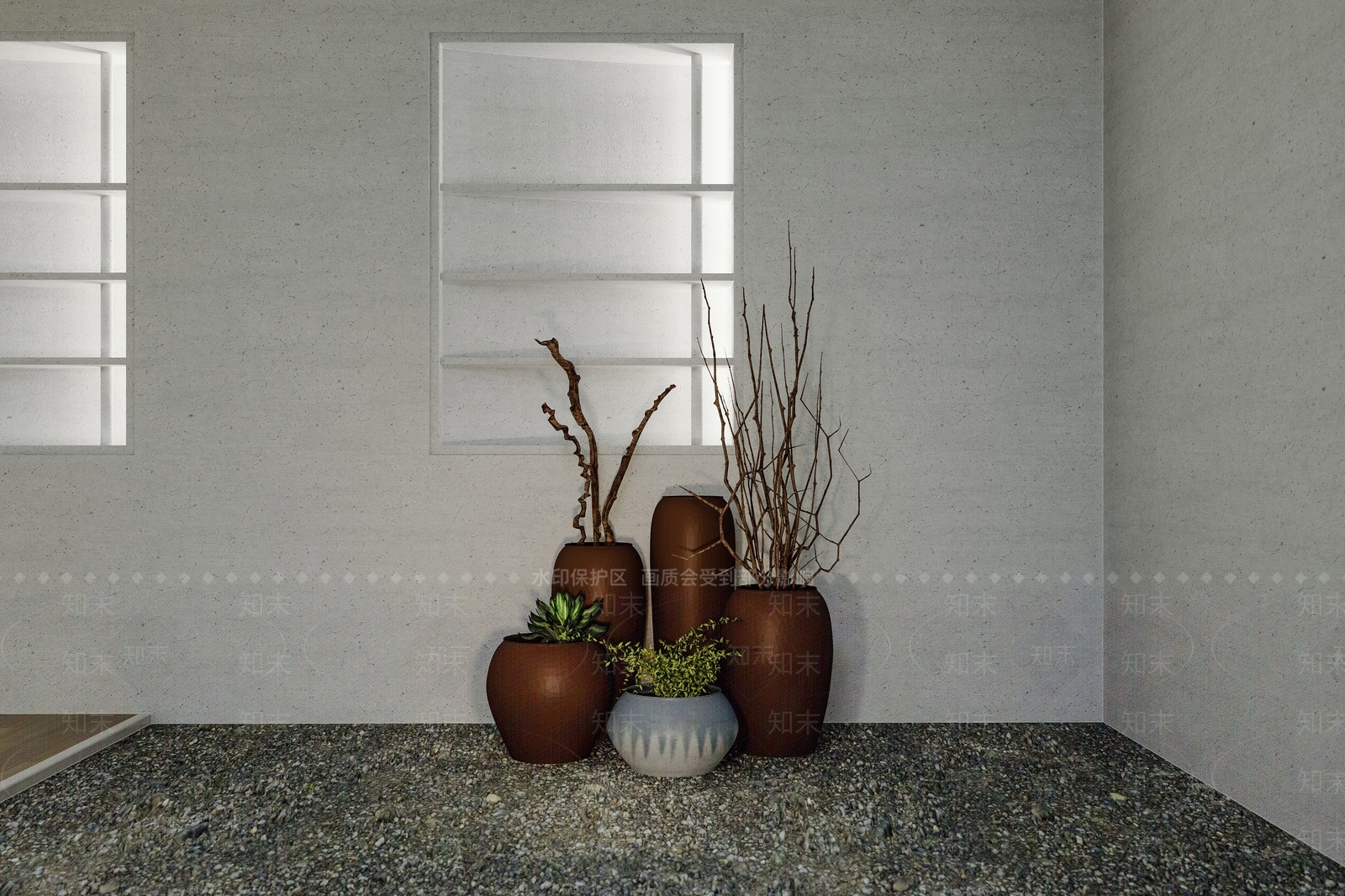 侘寂花瓶干枝摆件SU模型下载【ID:1148204943】