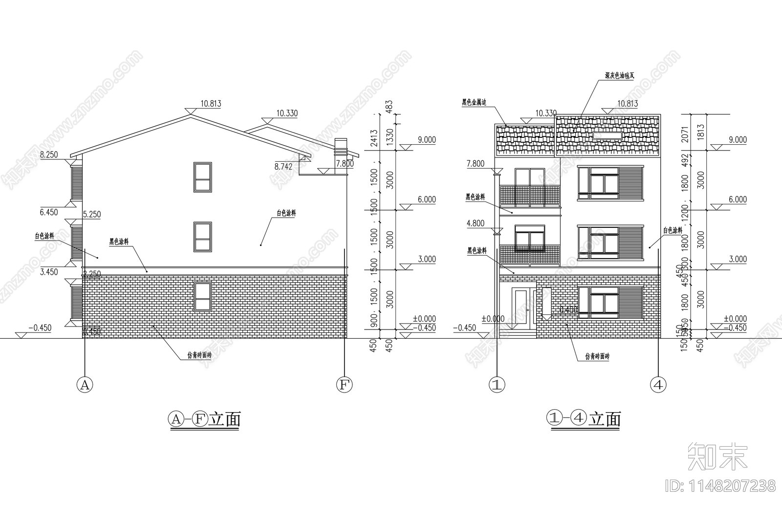 三层乡村新中式自建房施工图下载【ID:1148207238】