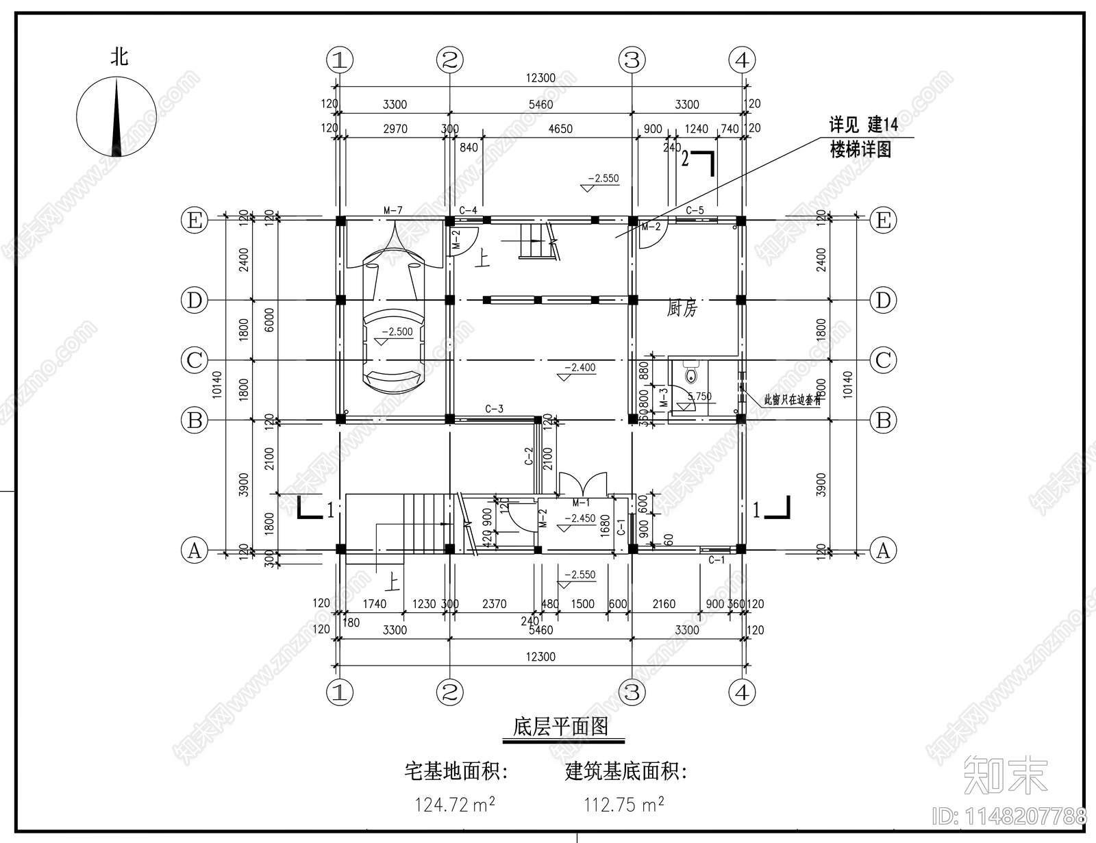 三层乡村新中式别墅cad施工图下载【ID:1148207788】