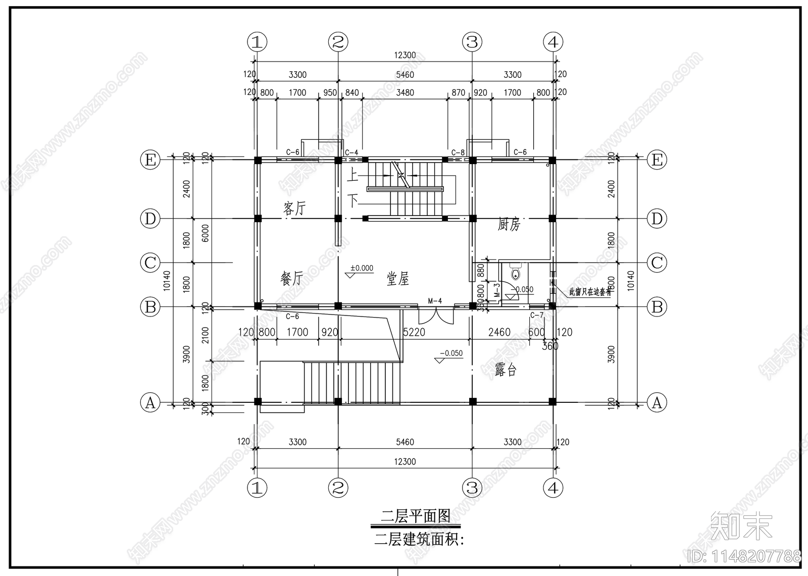 三层乡村新中式别墅cad施工图下载【ID:1148207788】