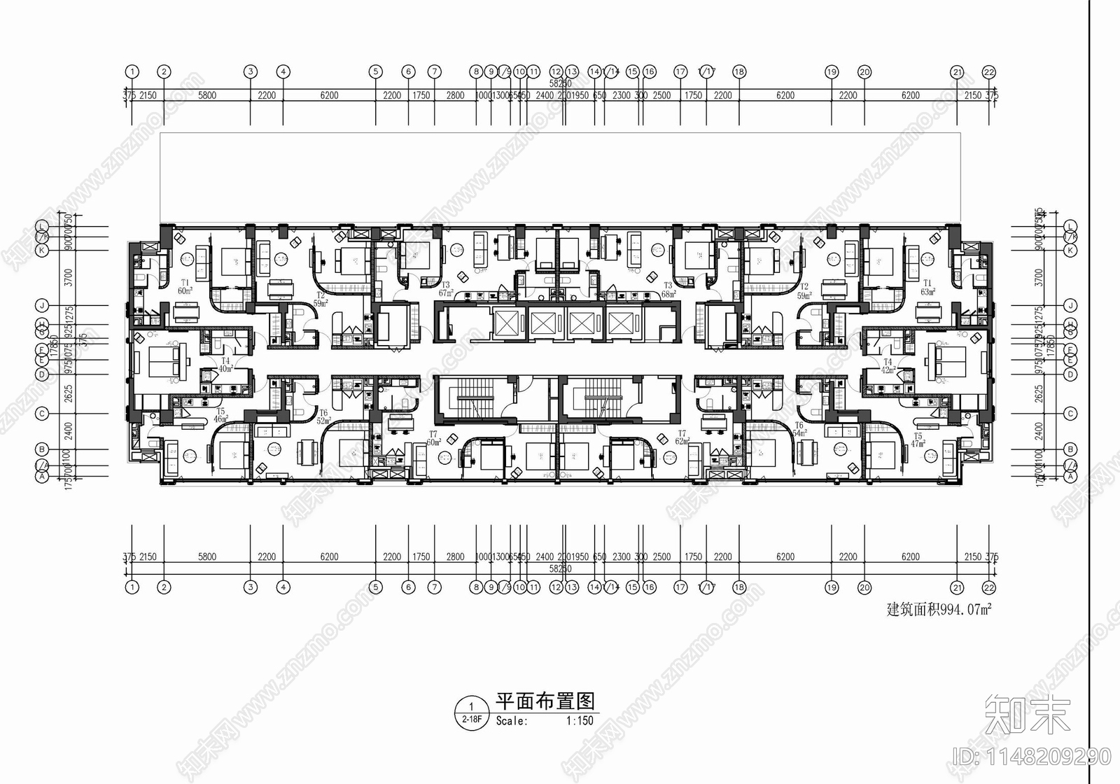 新富港中心公寓cad施工图下载【ID:1148209290】