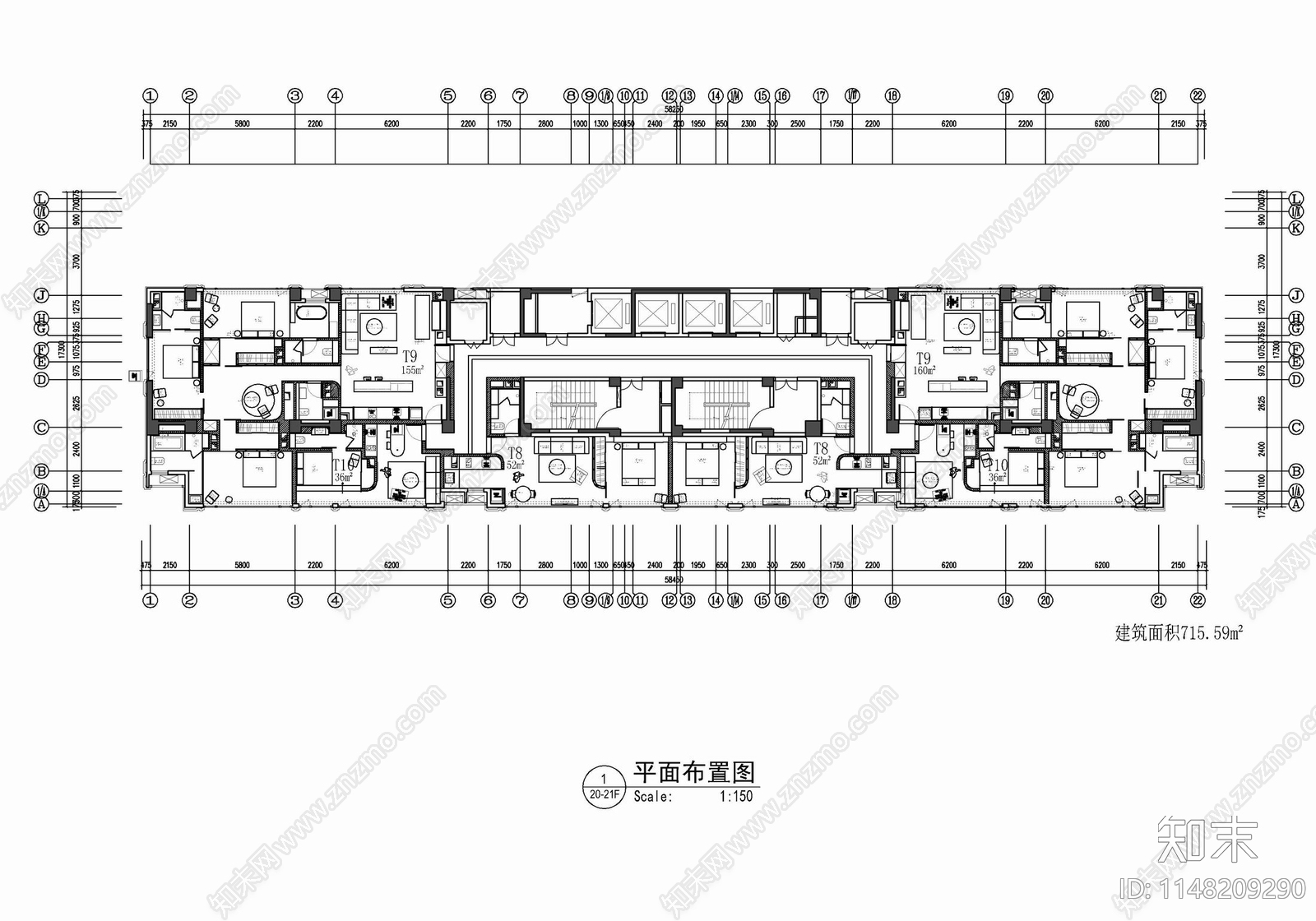 新富港中心公寓cad施工图下载【ID:1148209290】