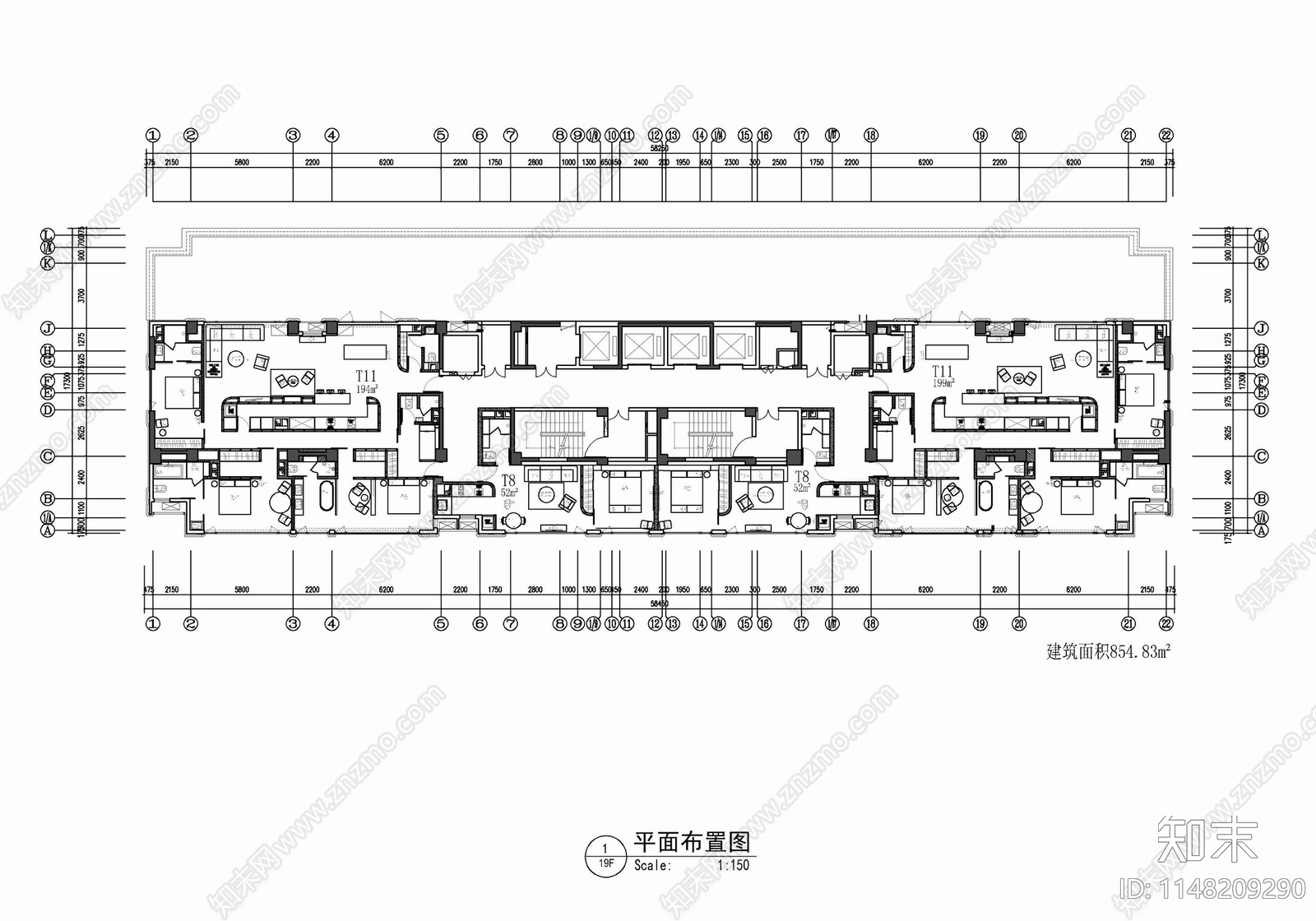 新富港中心公寓cad施工图下载【ID:1148209290】