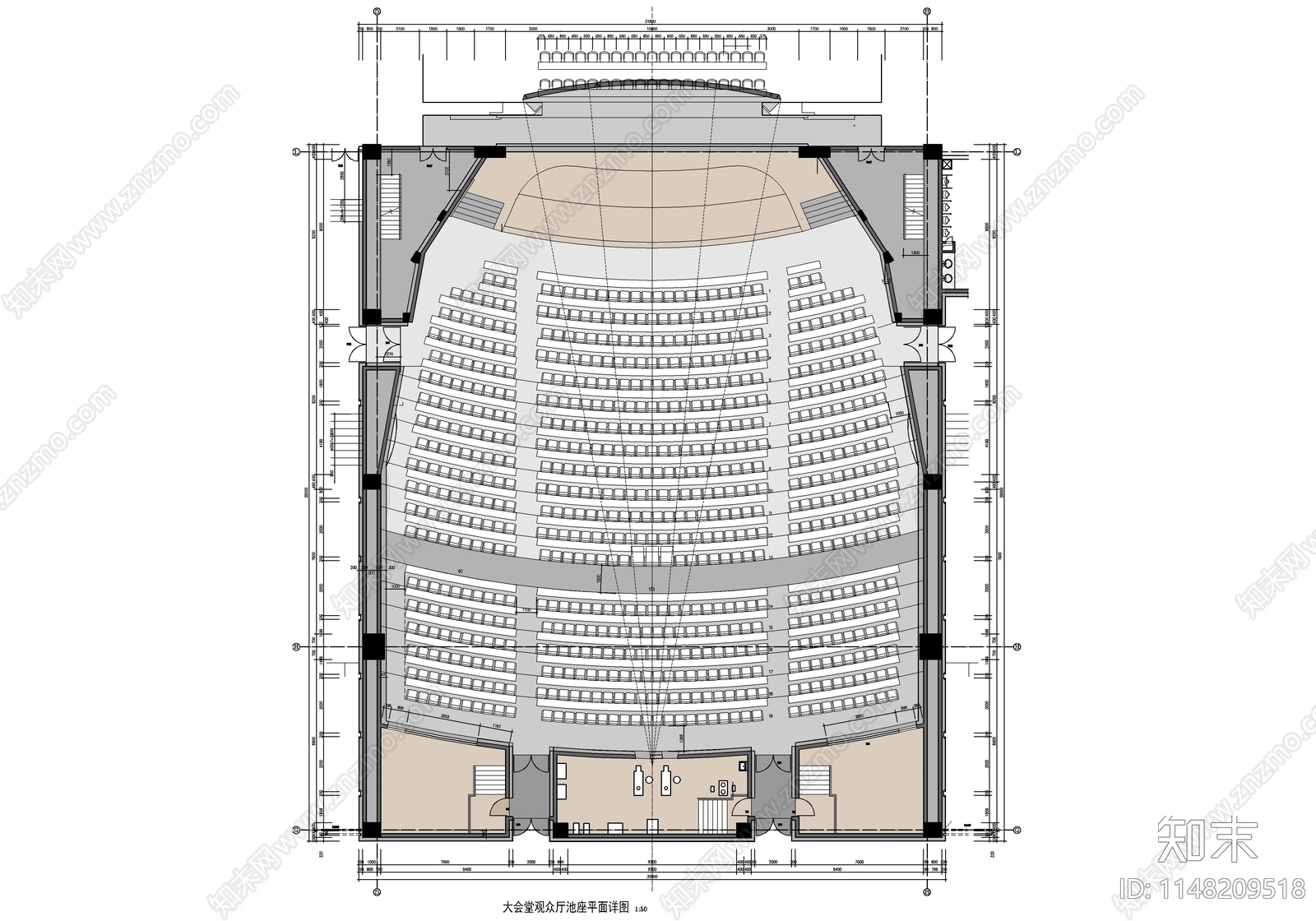 大会议室学术报告厅室内cad施工图下载【ID:1148209518】